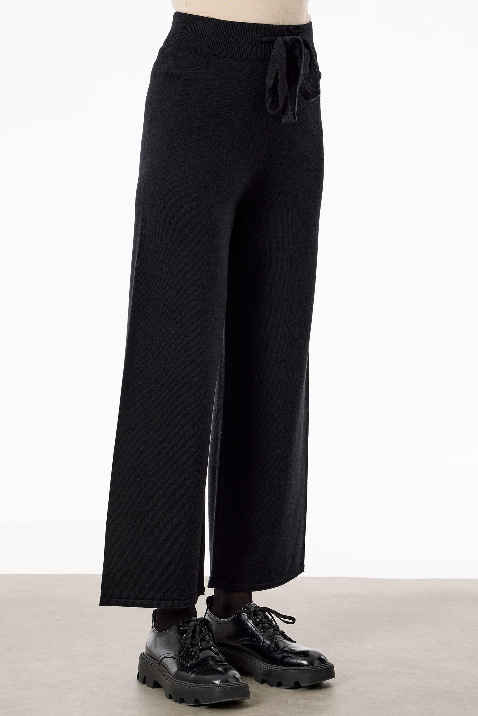 Önü Taş Şeritli 3'lü Triko Takım SİYAH