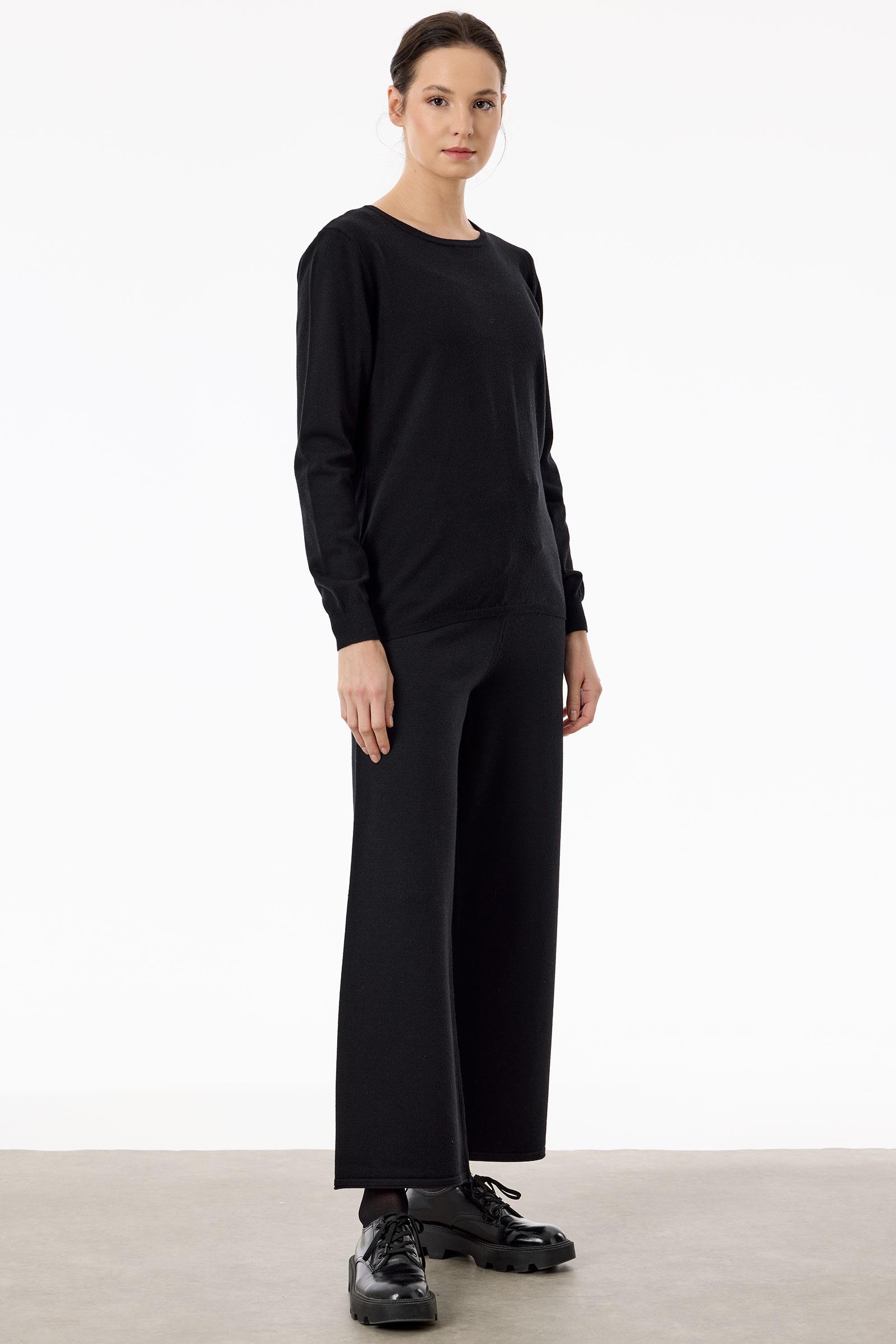 Önü Taş Şeritli 3'lü Triko Takım SİYAH