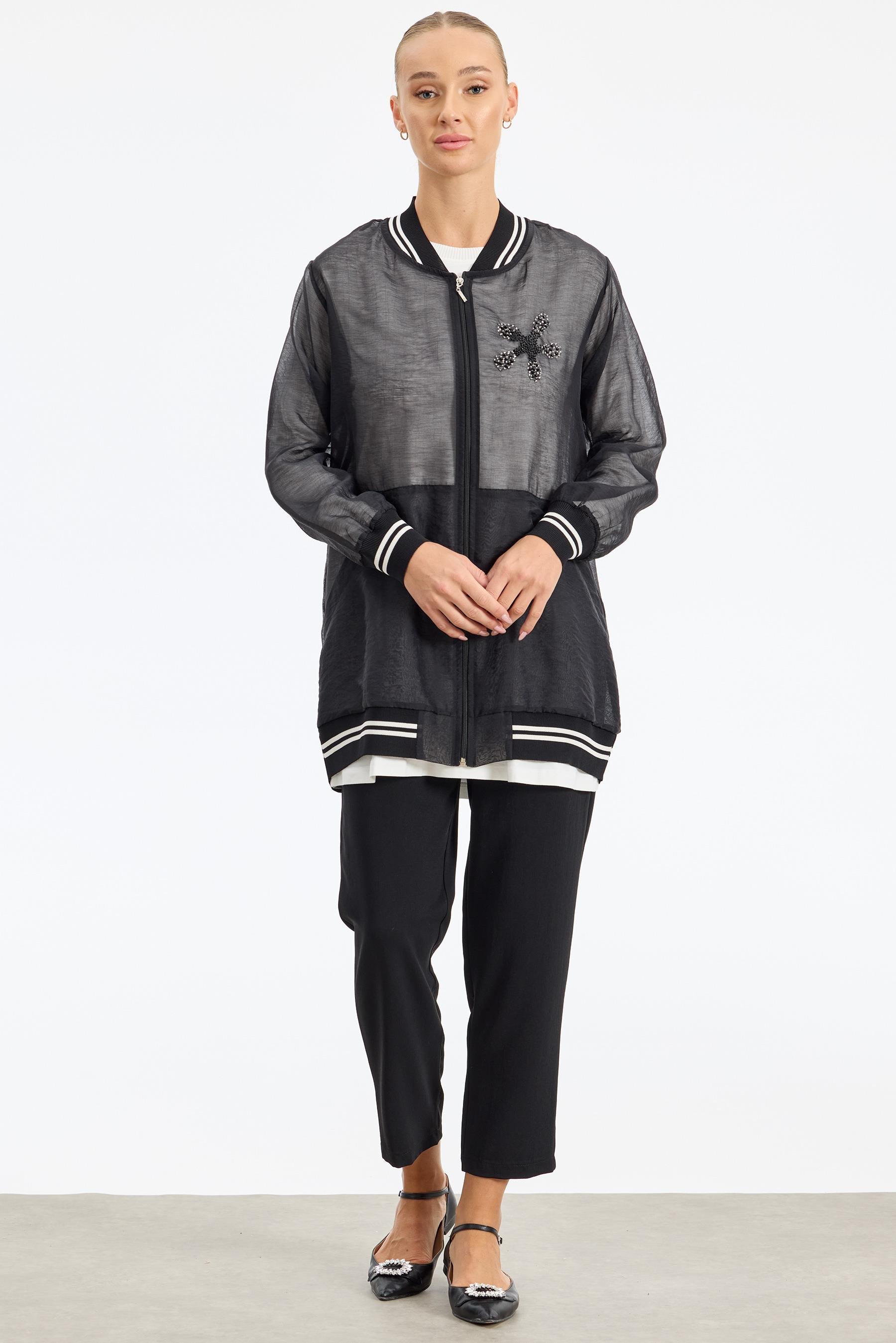 Organze Bomber Mont Takım SİYAH