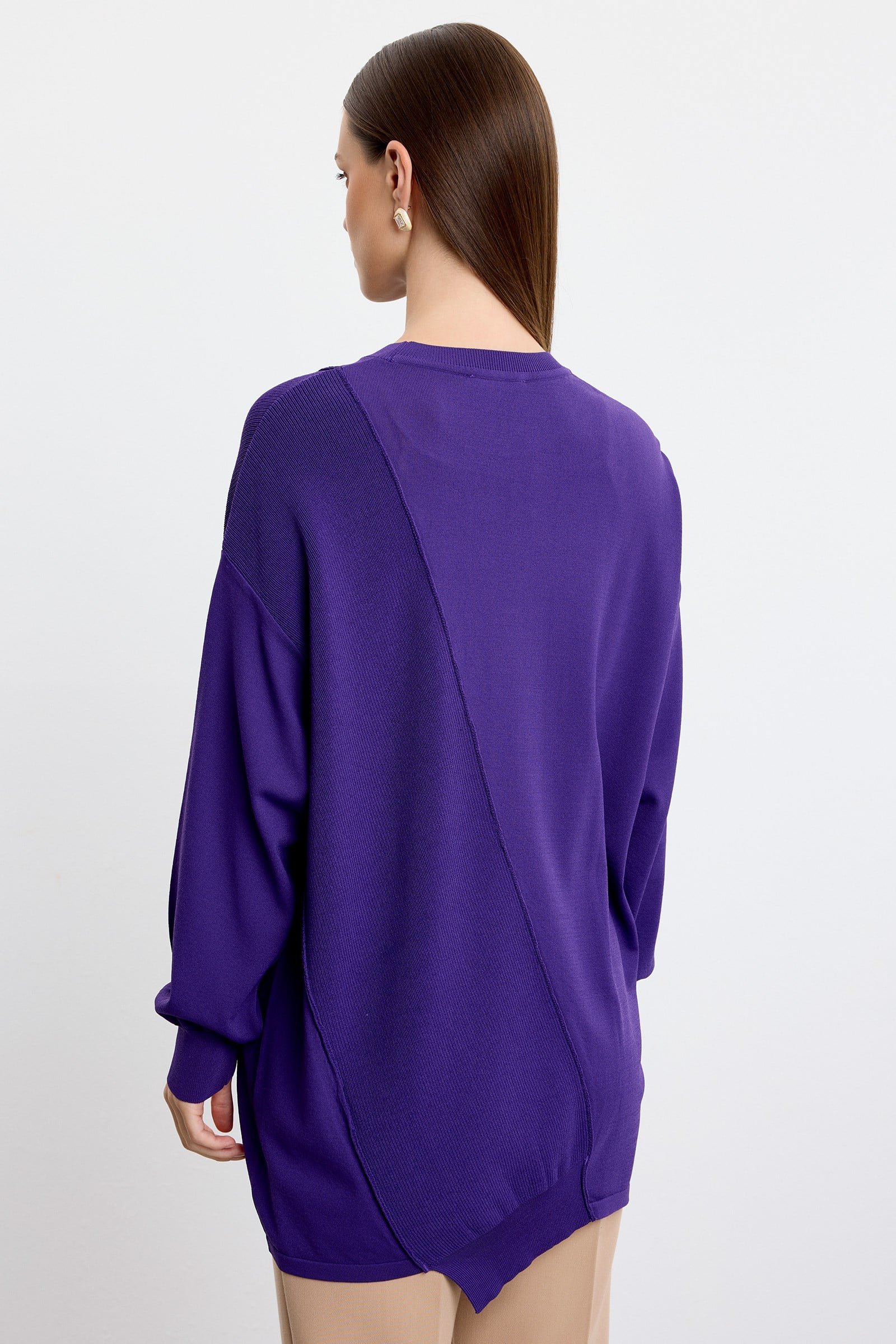 Örgü Detaylı Rayon Tunik AÇIK MOR