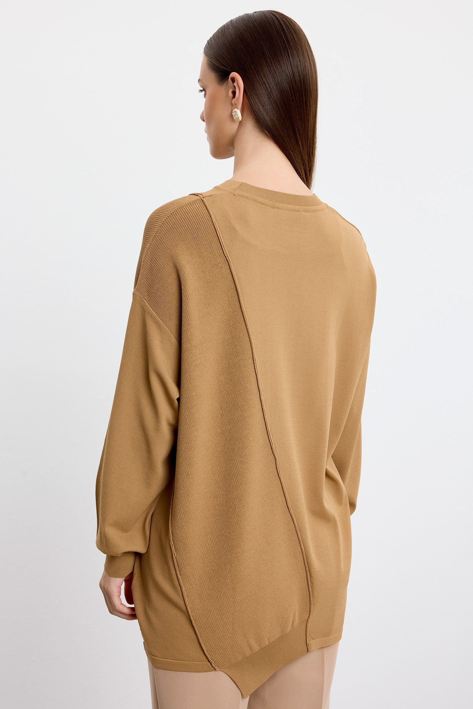 Örgü Detaylı Rayon Tunik CAMEL