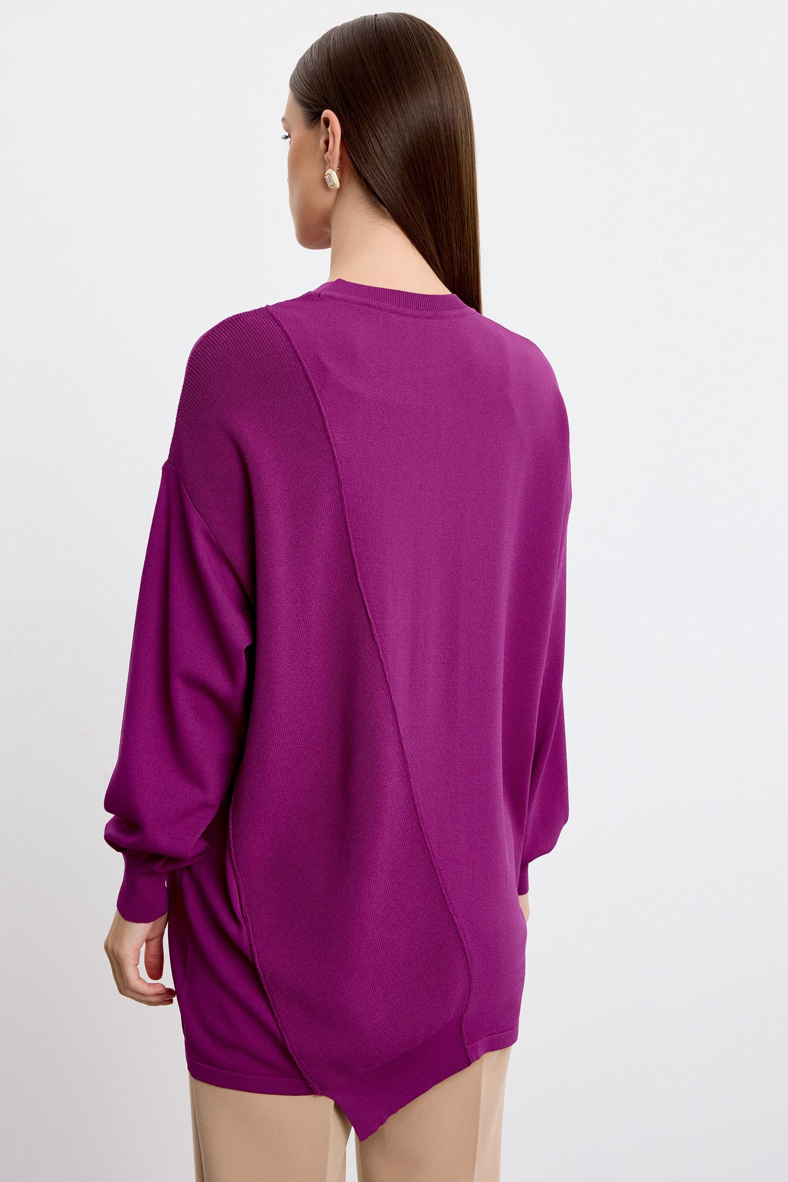 Örgü Detaylı Rayon Tunik FUŞYA