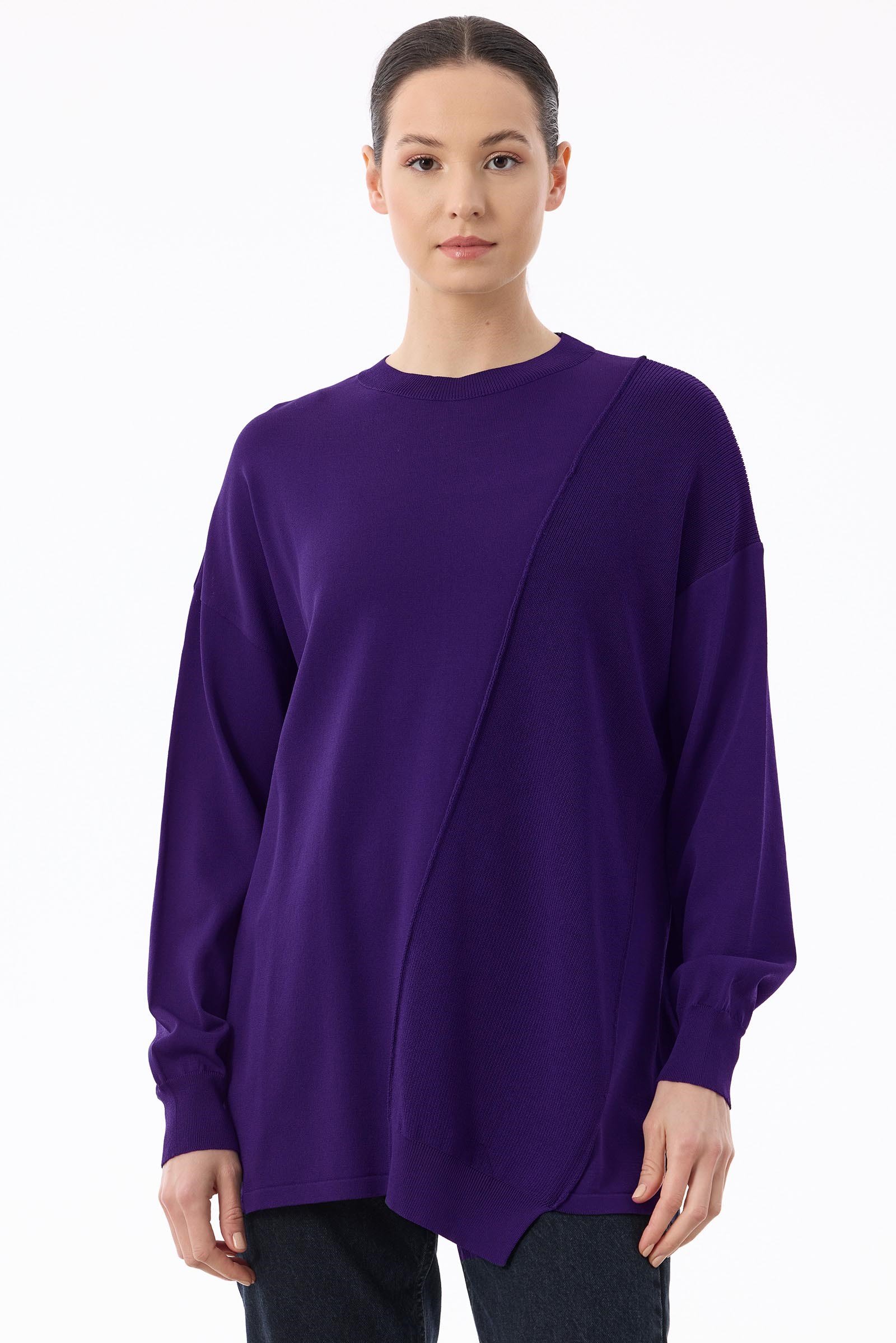 Örgü Detaylı Rayon Tunik KOYU MOR