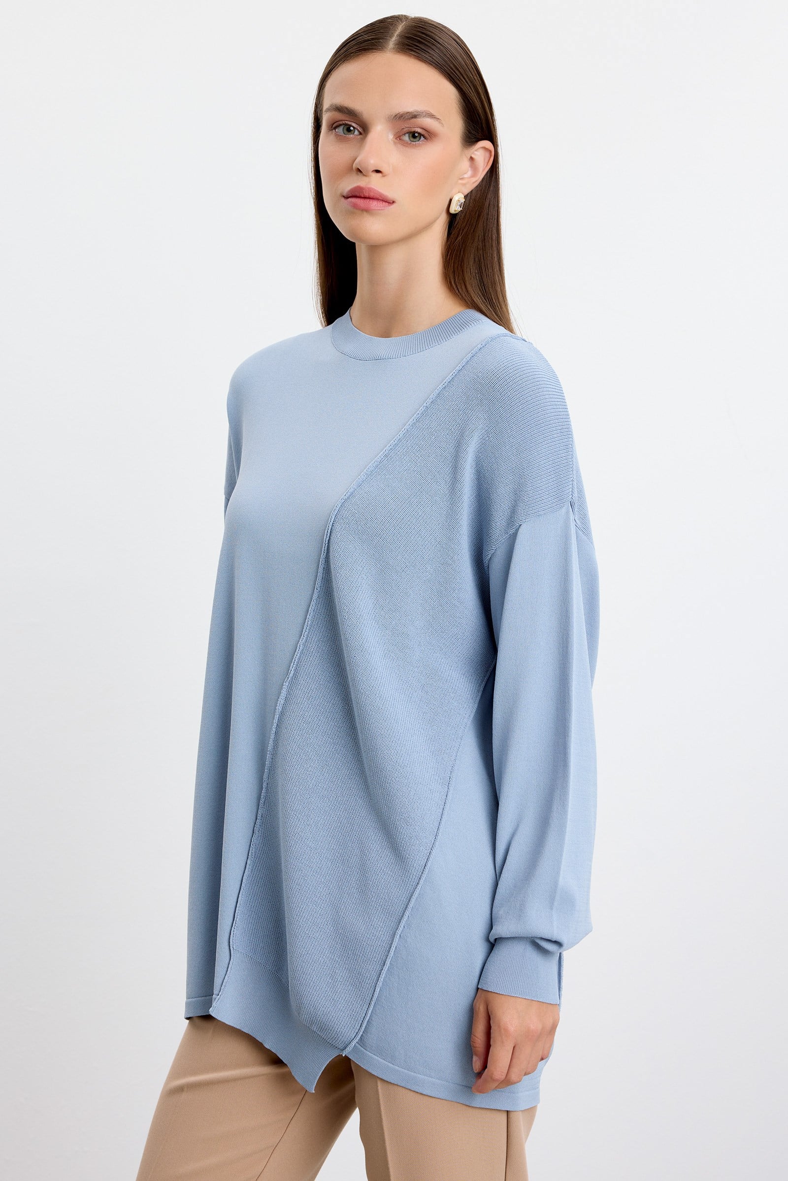 Örgü Detaylı Rayon Tunik MAVİ