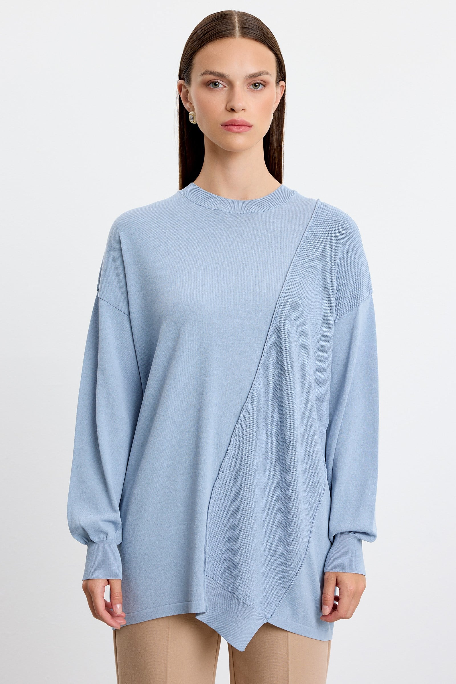 Örgü Detaylı Rayon Tunik MAVİ