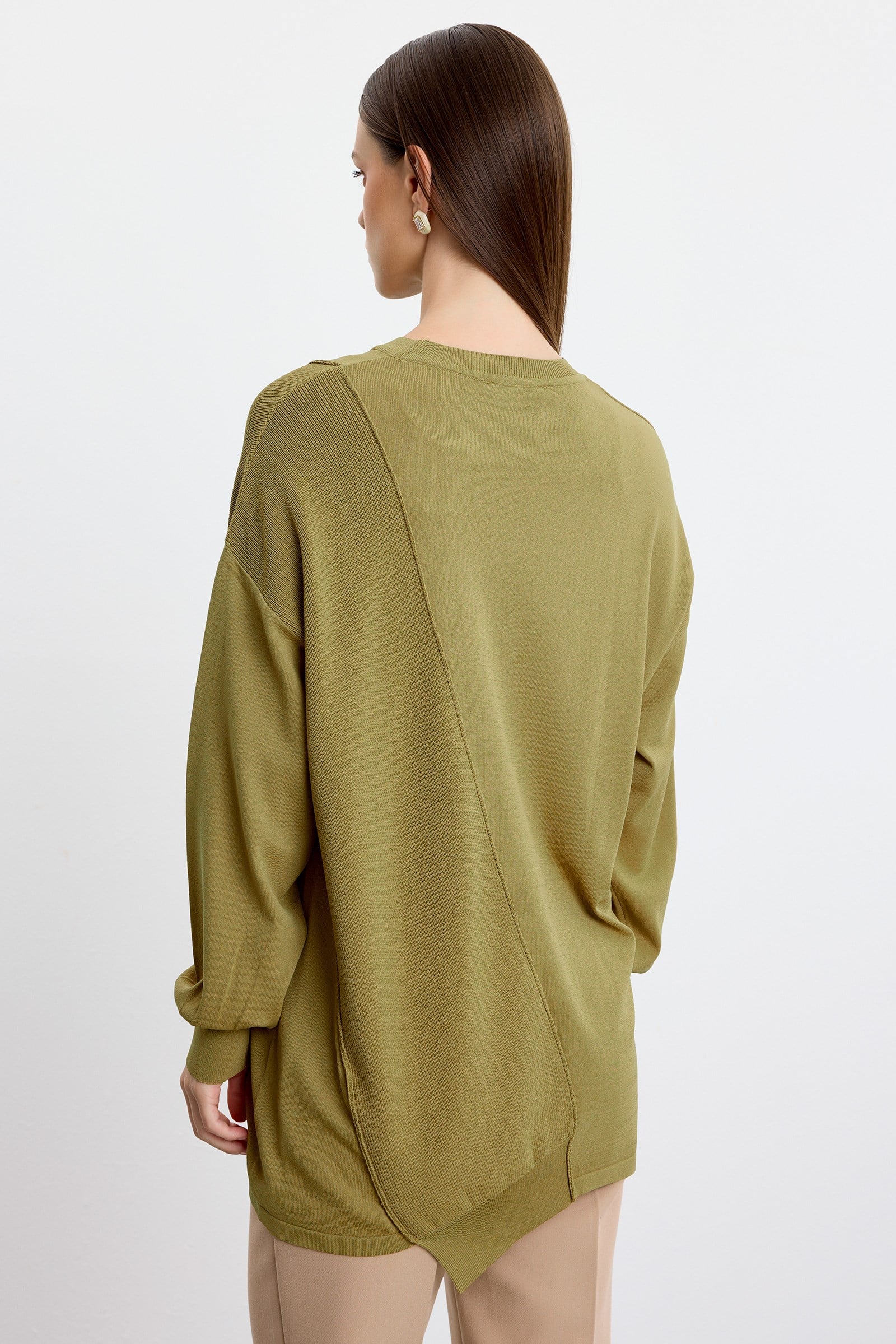 Örgü Detaylı Rayon Tunik OLİVE