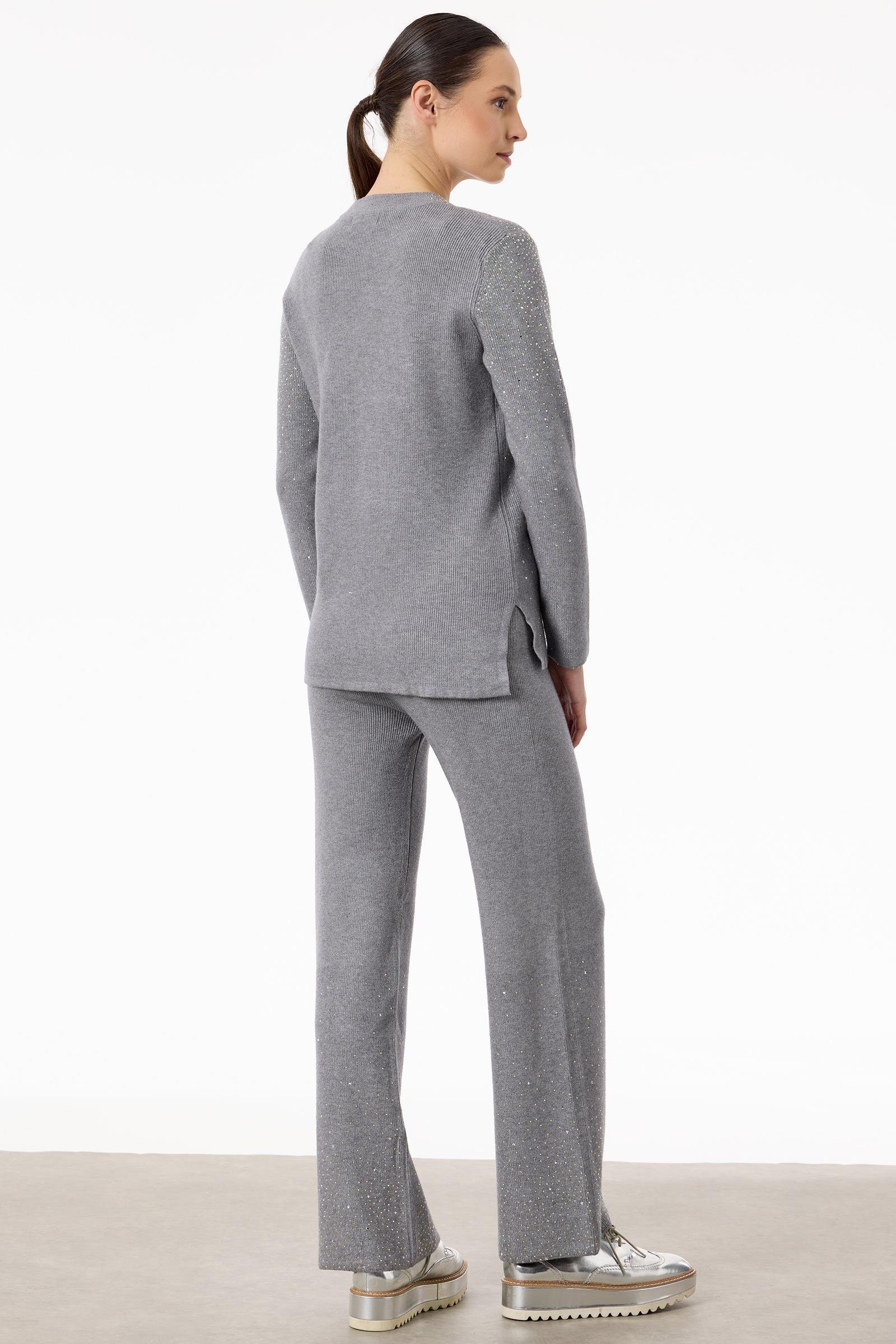 Paçası Taşlı Triko Takım GRİ