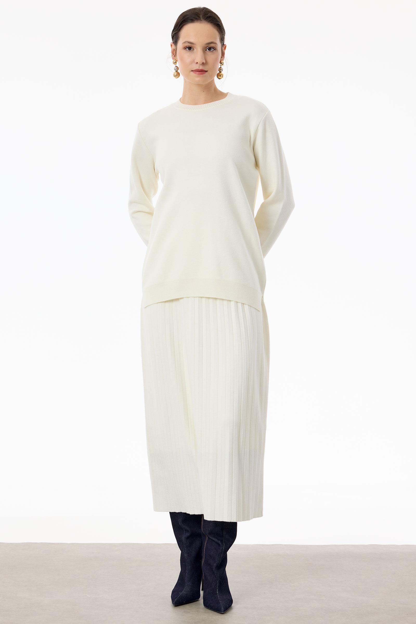 Pileli Etekli Takım EKRU