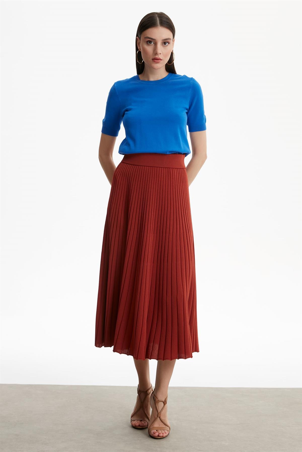 PİLELİ RAYON ETEK TABA