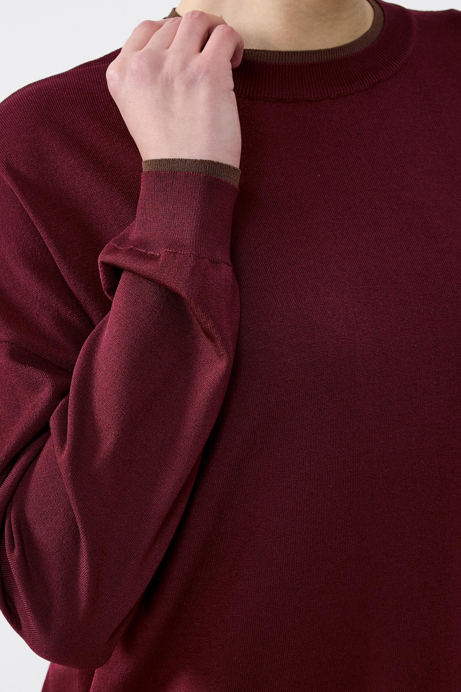 Renk Bloklu Etekli Bluz Rayon Takım BORDO