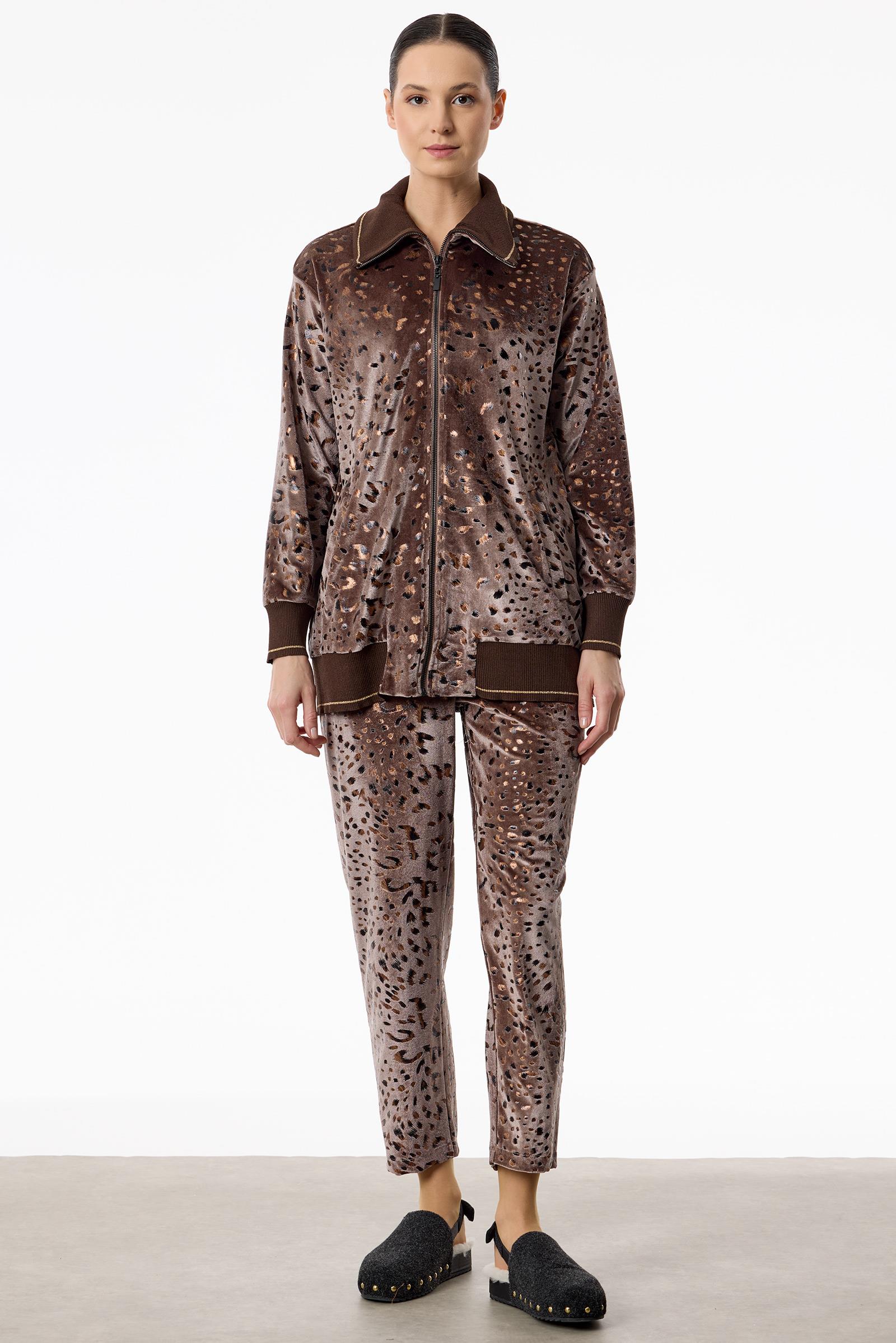 Ribana Detaylı Leopar Desenli Takım VİZON