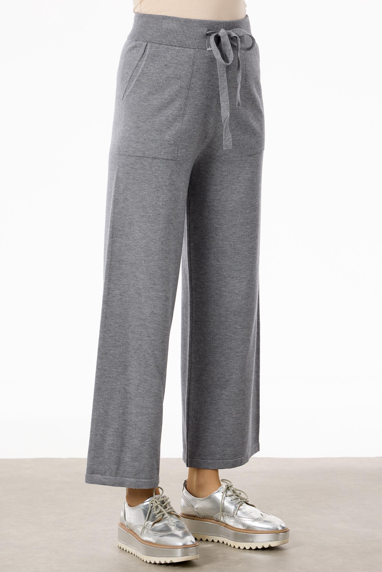 Saç Örgüsü Üzerine Taş Baskılı Pantolonlu Triko Takım GRİ