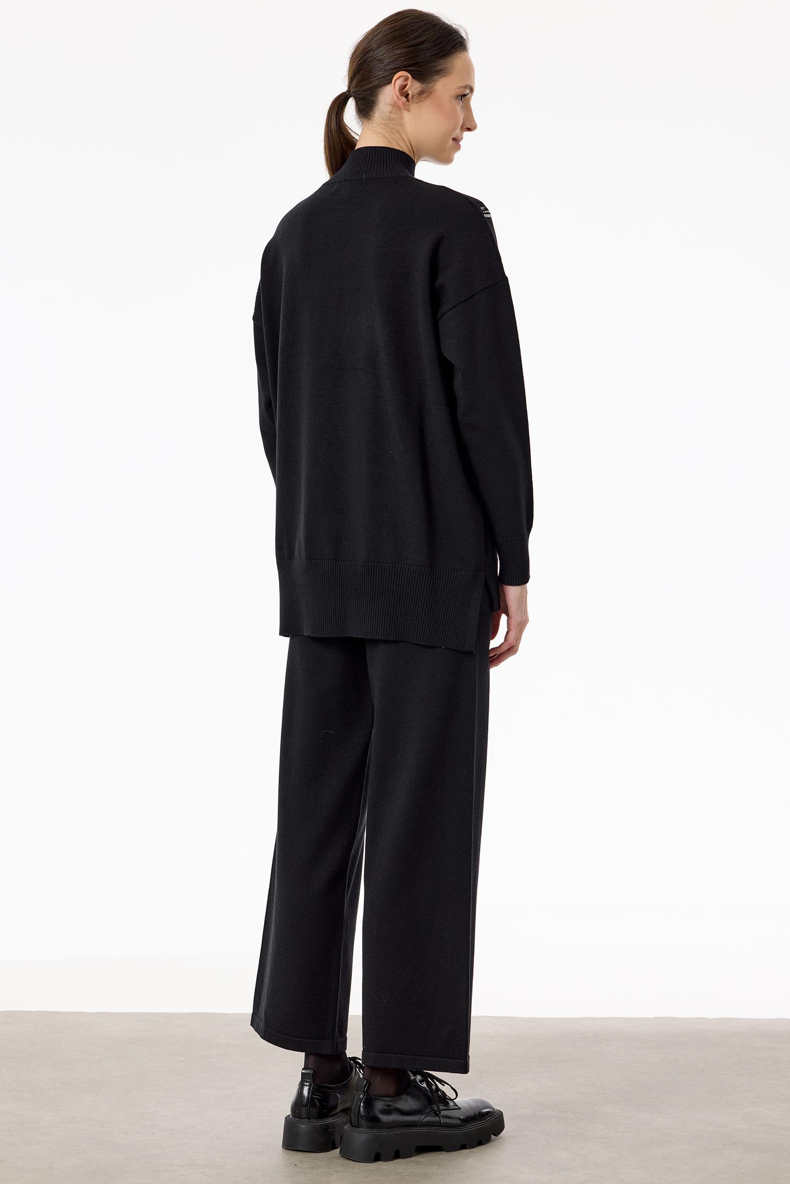 Şerit Payet Detaylı Pantolonlu Triko takım SİYAH