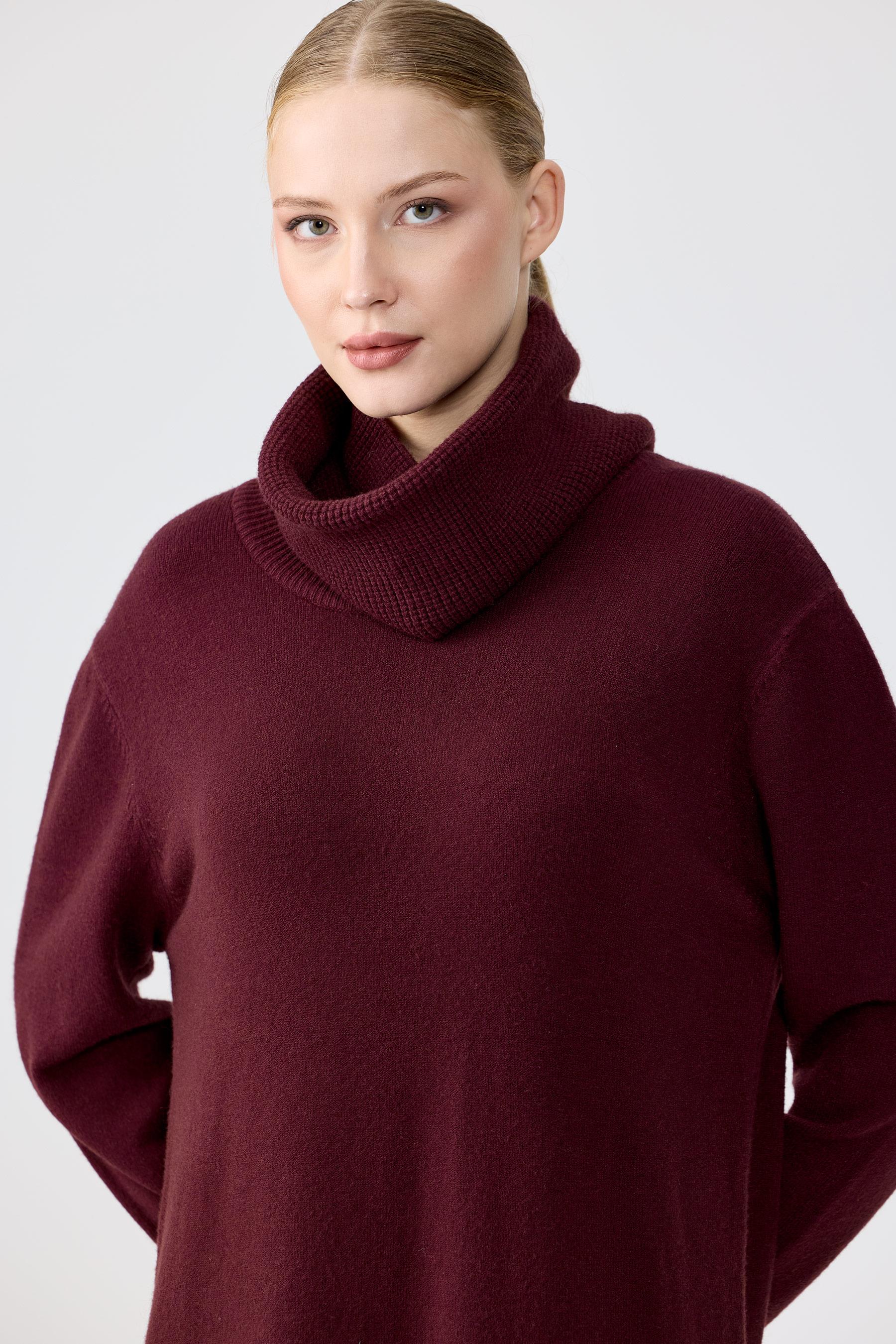 Seyyar Balıkcı Yaka Püsküllü Pantolonlu Triko Takım BORDO