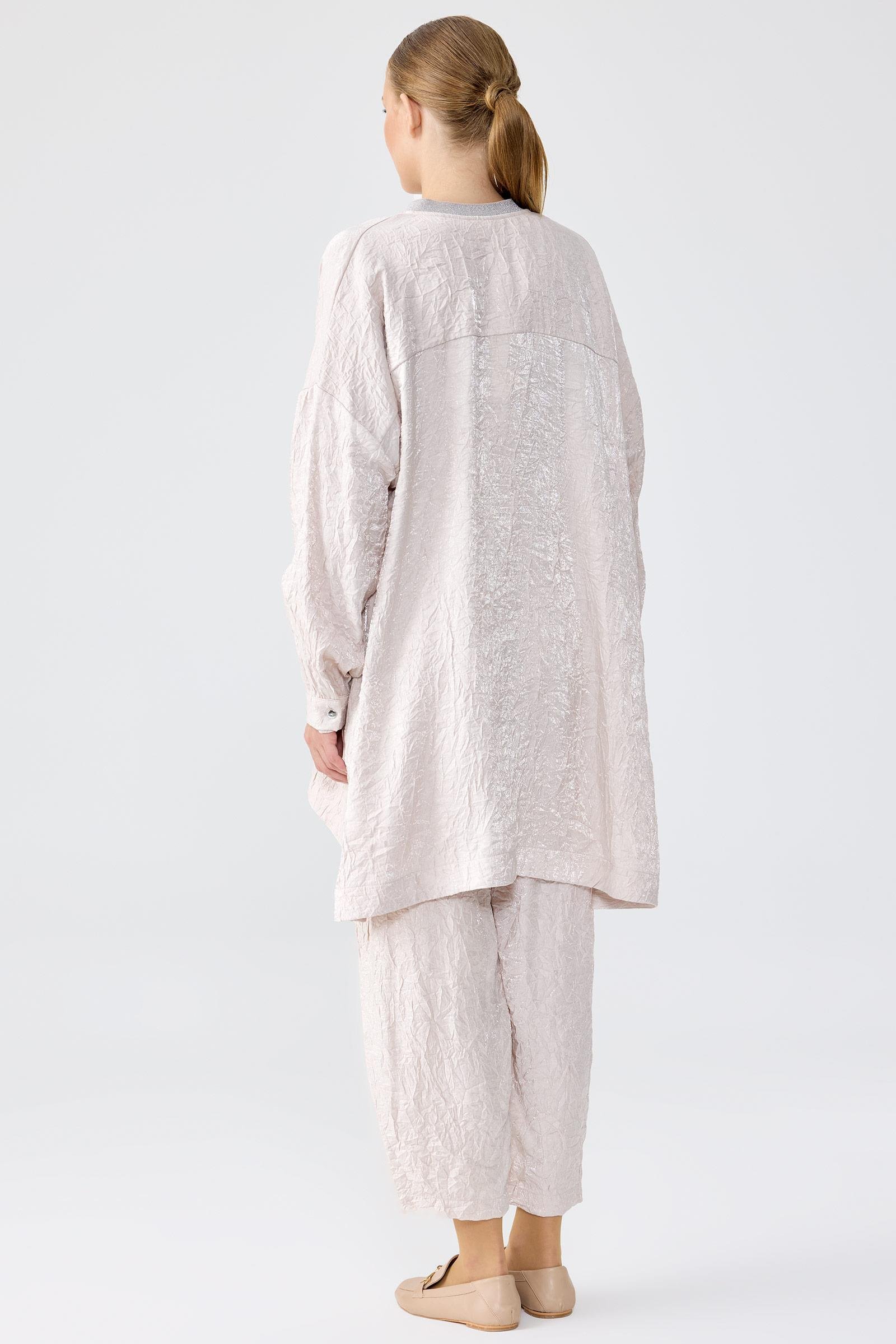 Simli Rİbanalı Kraşlı Pantolonlu Takım BEJ