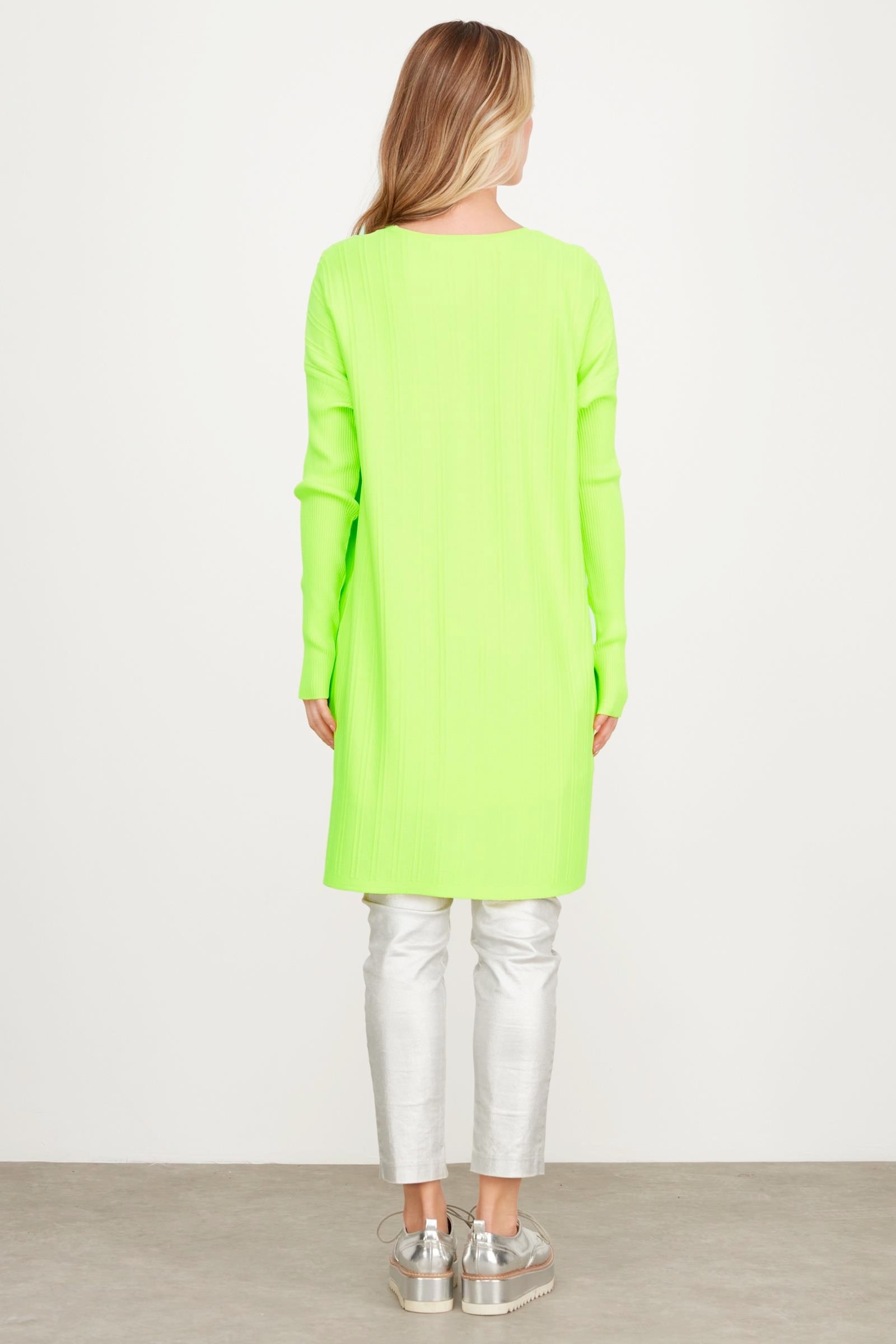 T KALIP ÇİZGİ DETAYLI BASİC RAYON TUNİK NEON