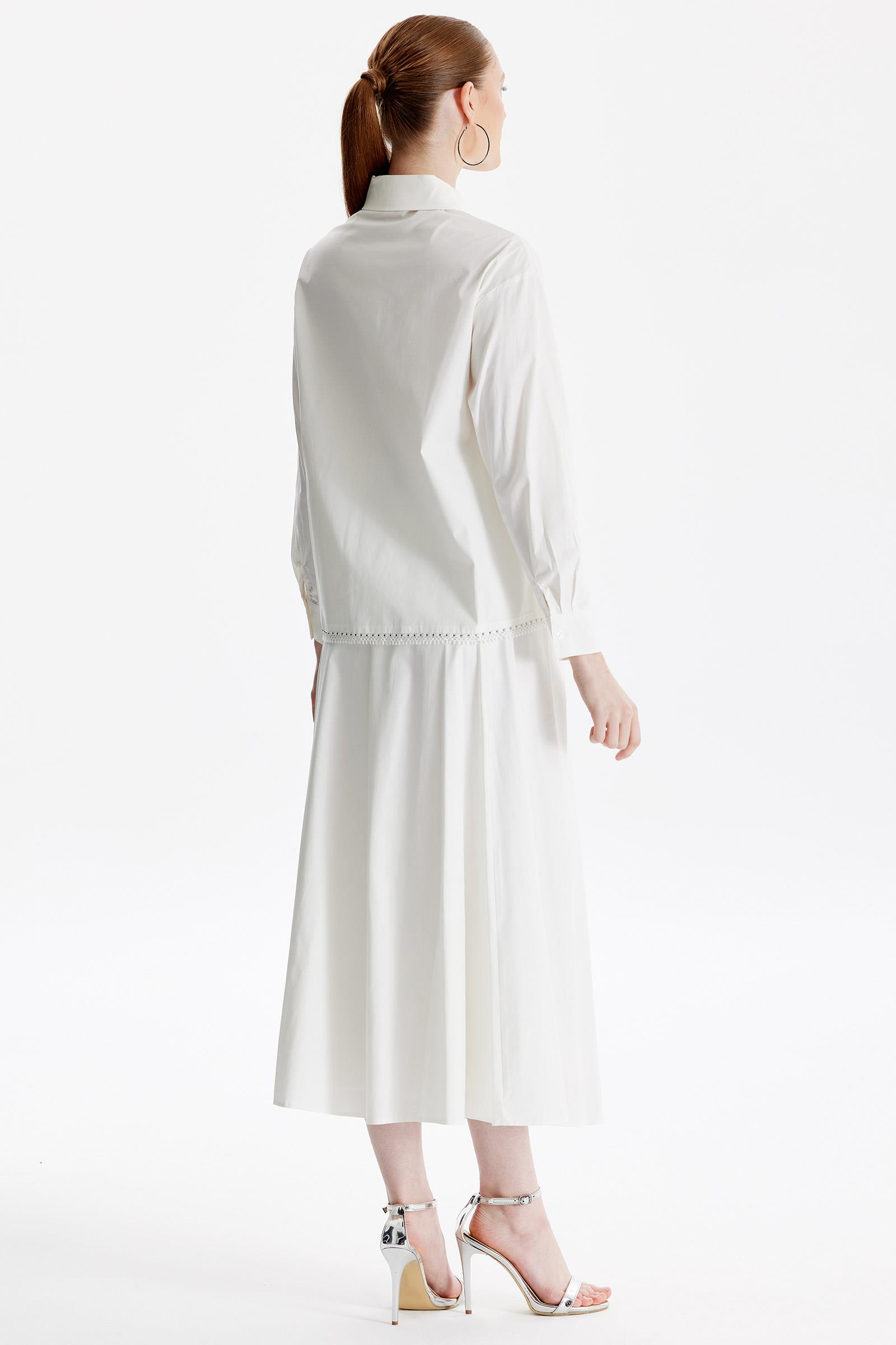 Taş Detaylı Etekli Dokuma Takım EKRU