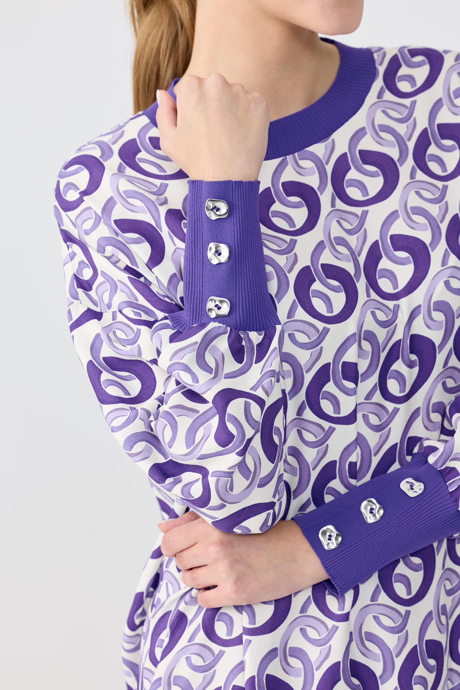 Triko Ribanalı Manşetleri Düğme Detaylı Tunik Pantolon Takim MOR