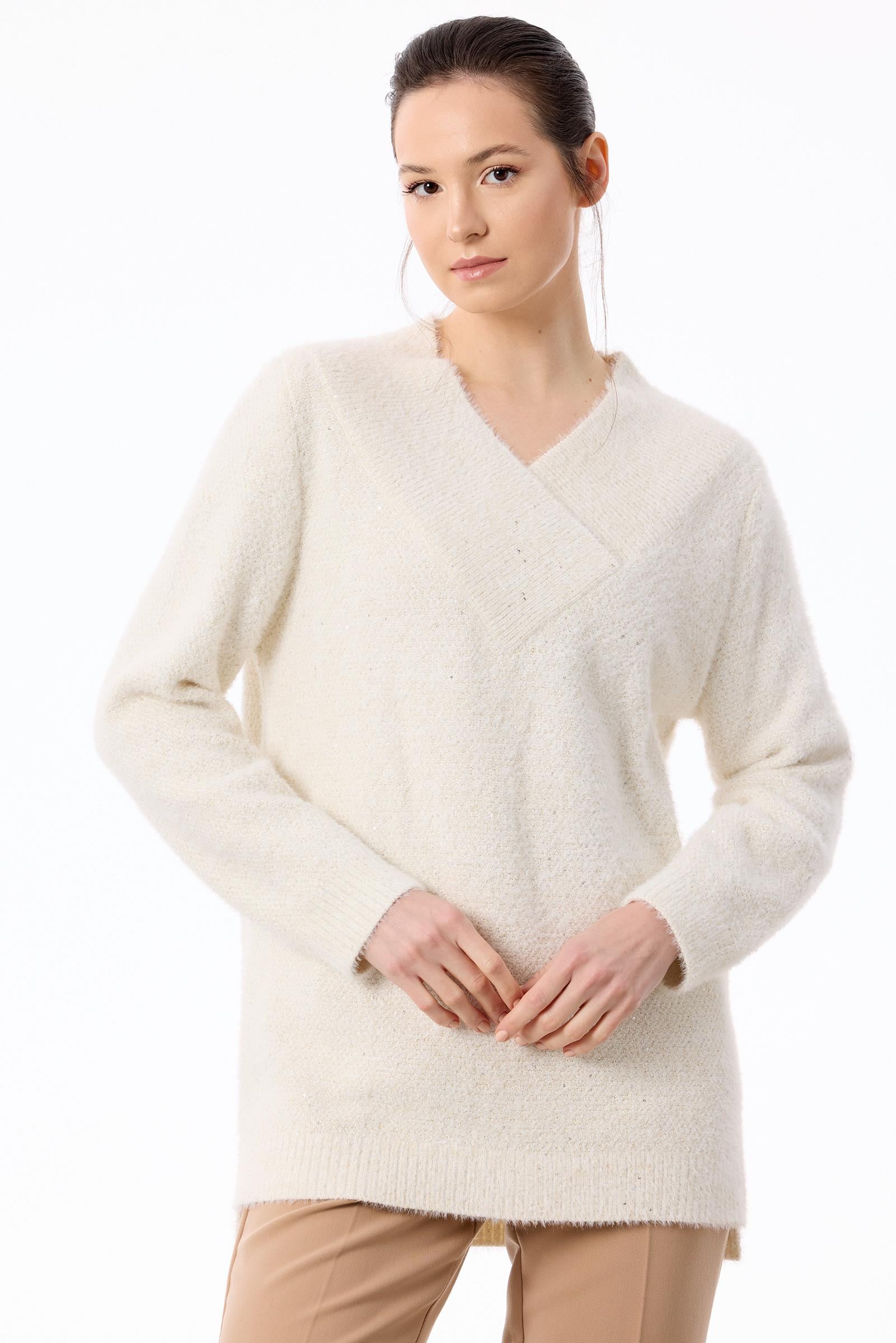 V Yaka Pullu Tunik EKRU