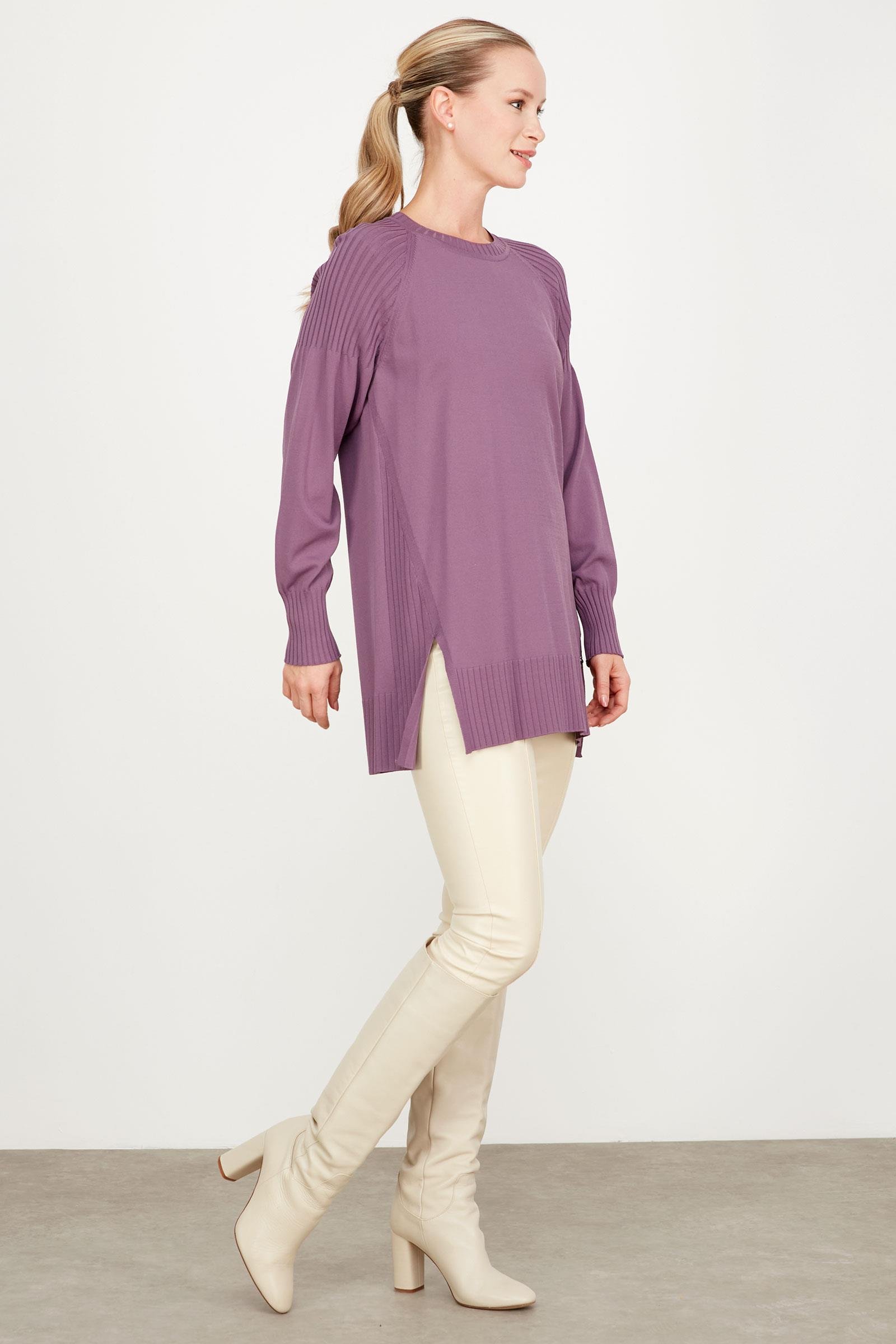 YANLARI YIRTMAÇLI RAYON TUNİK VİOLET