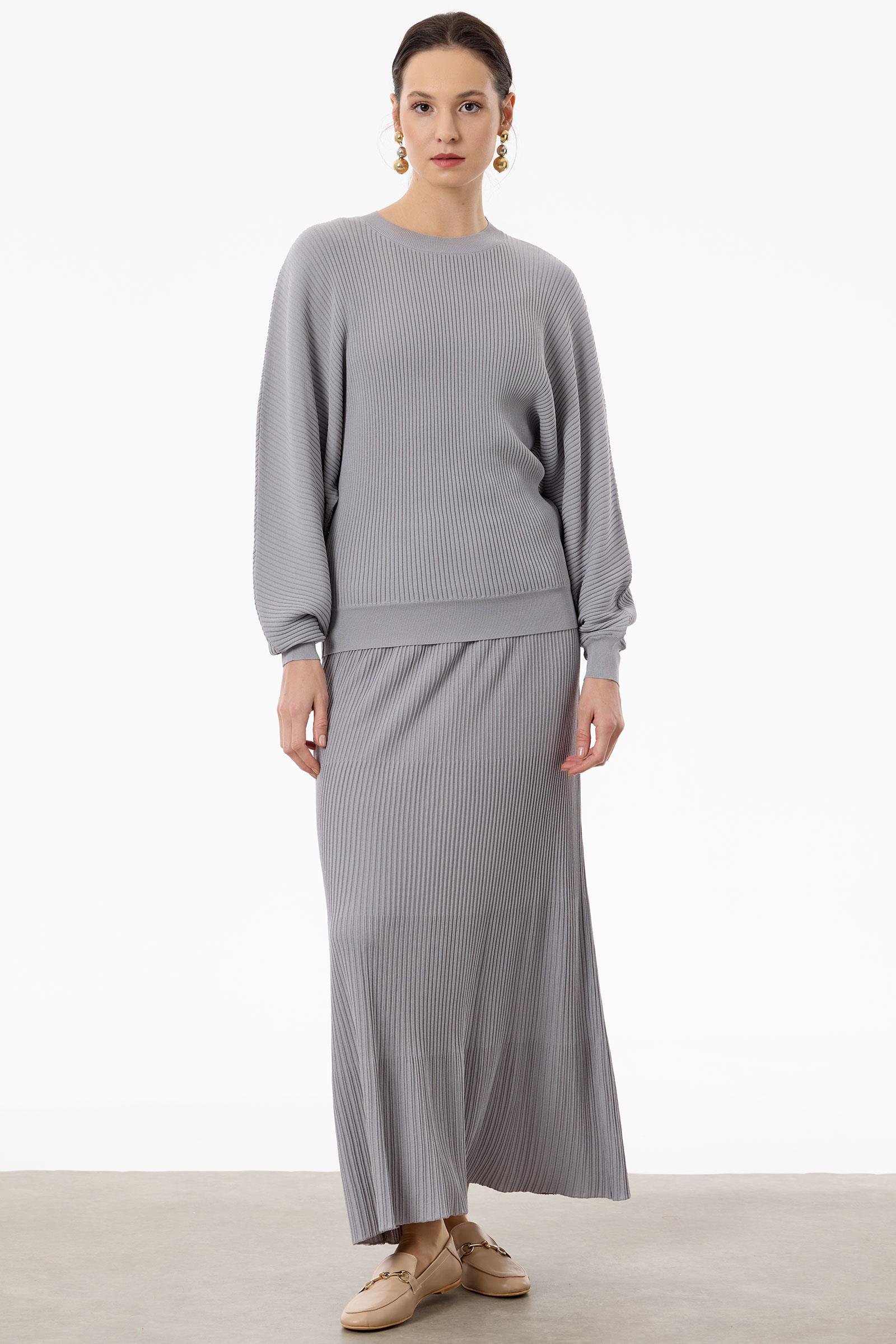 Yarasa Kollu Etekli Rayon Takım GRİ