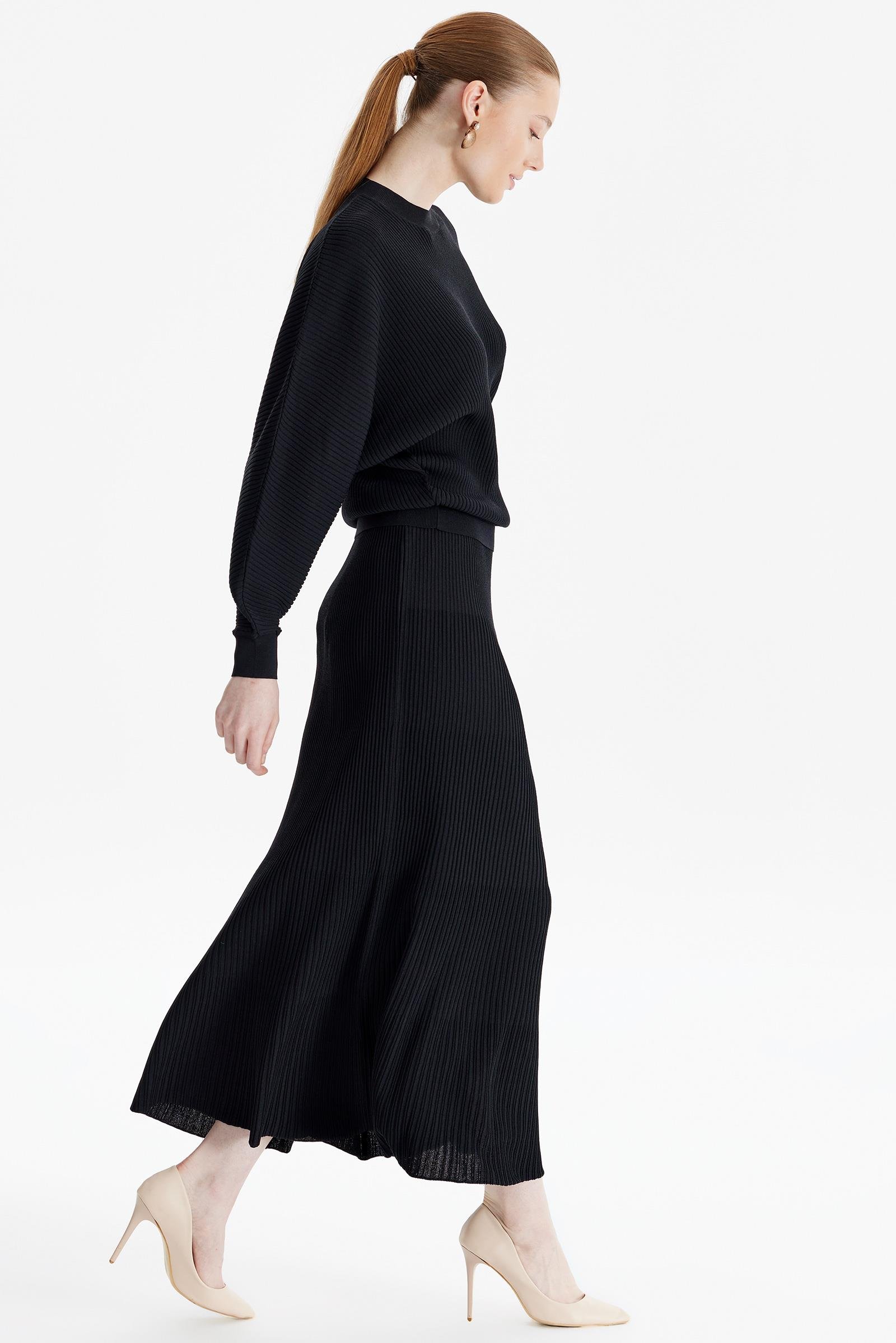 Yarasa Kollu Etekli Rayon Takım SİYAH