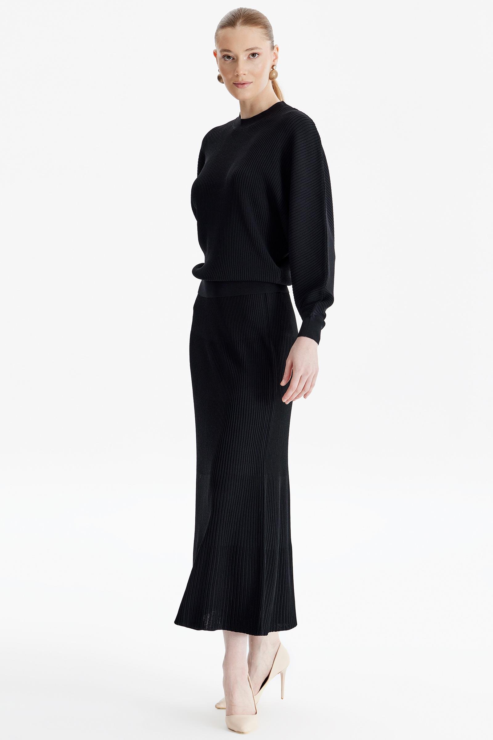 Yarasa Kollu Etekli Rayon Takım SİYAH