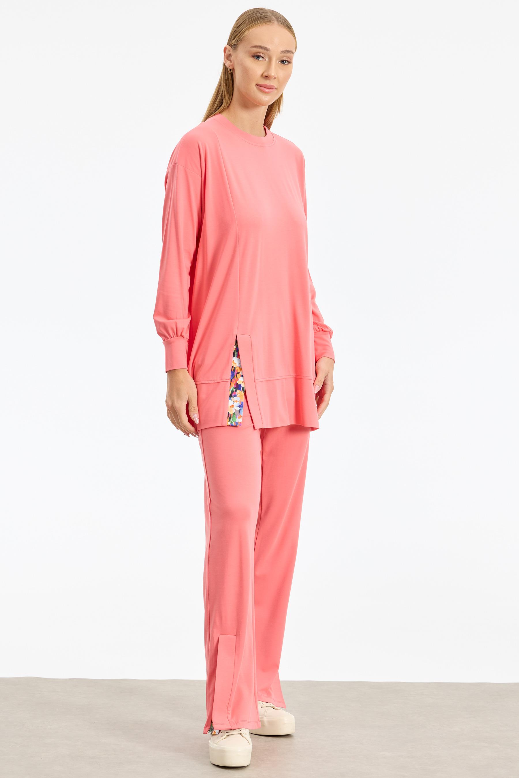 Yırtmacı Çiçek Kombinli Örme Takım KARİDES