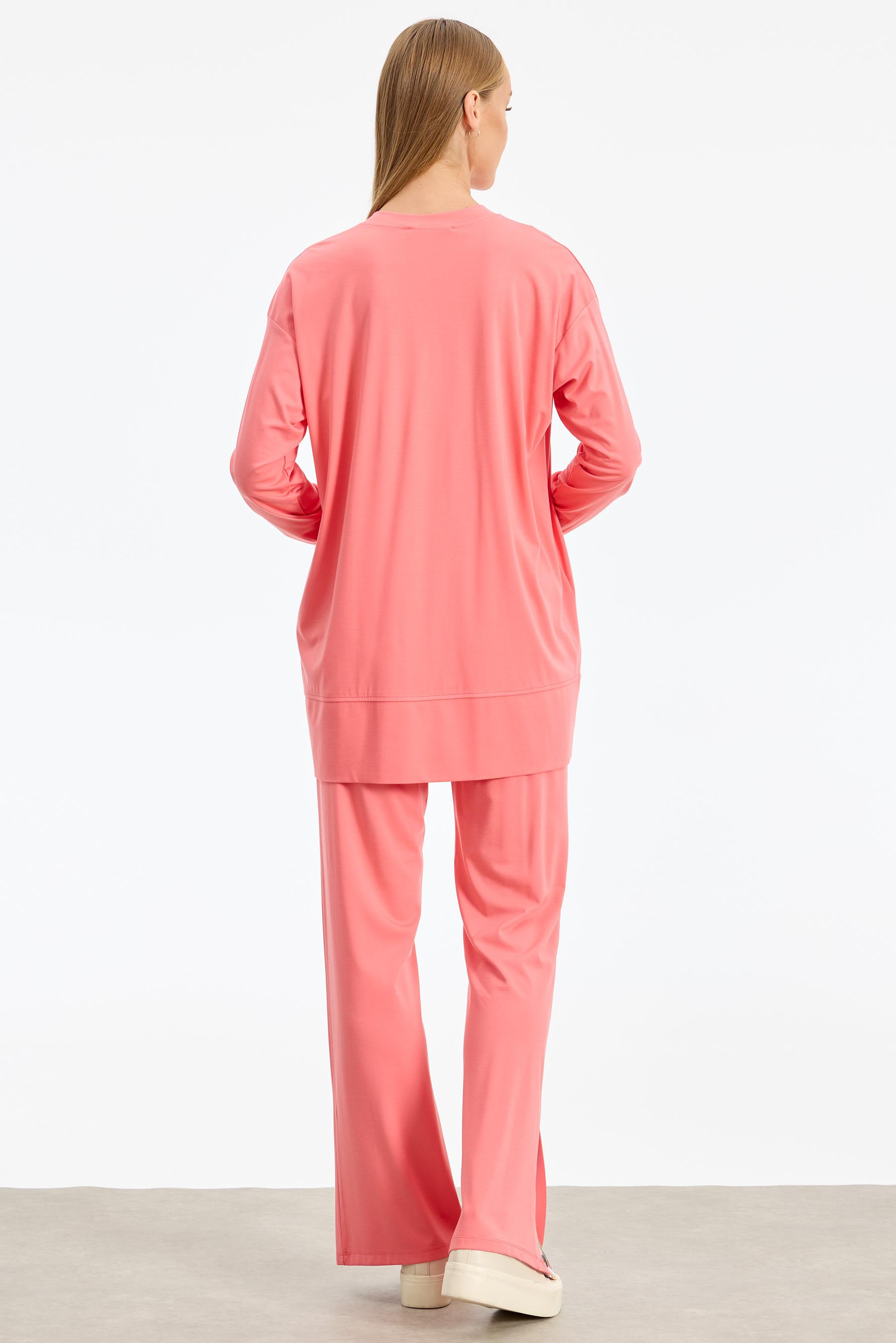 Yırtmacı Çiçek Kombinli Örme Takım KARİDES