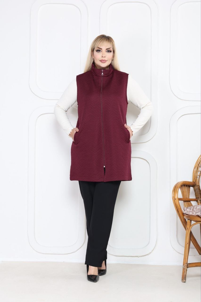 Bordo ince kapitone yelek 