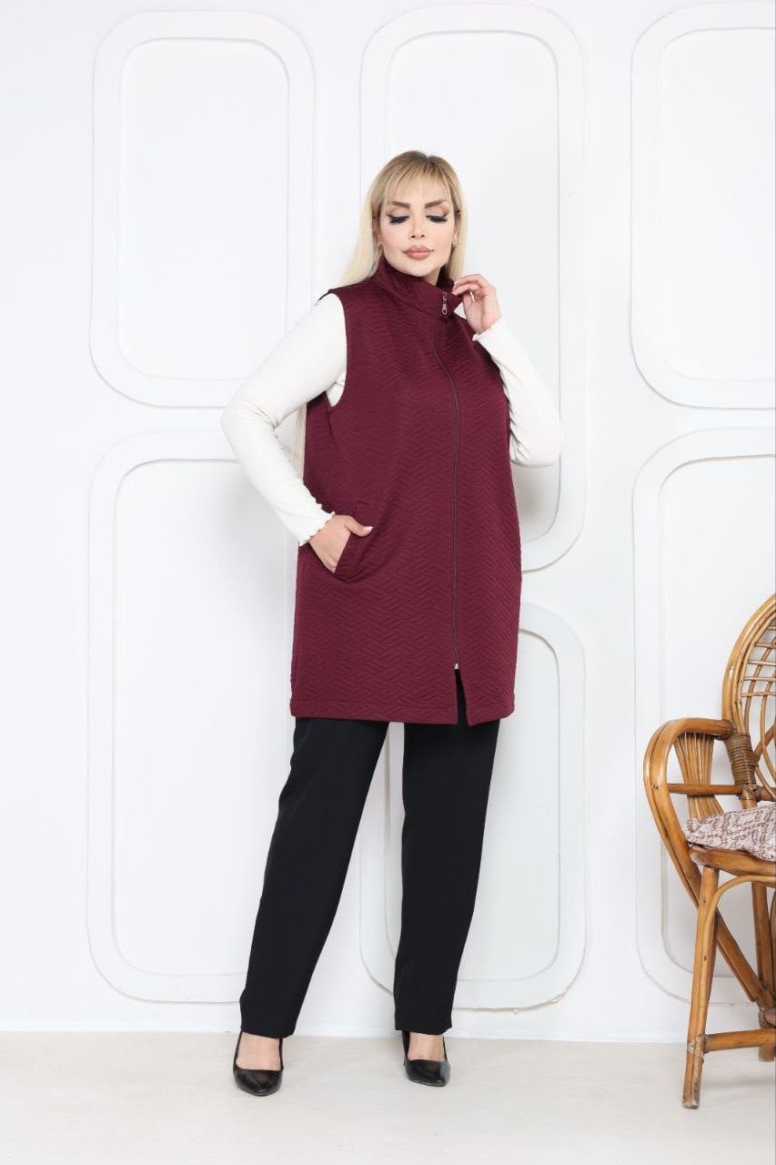 Bordo ince kapitone yelek 