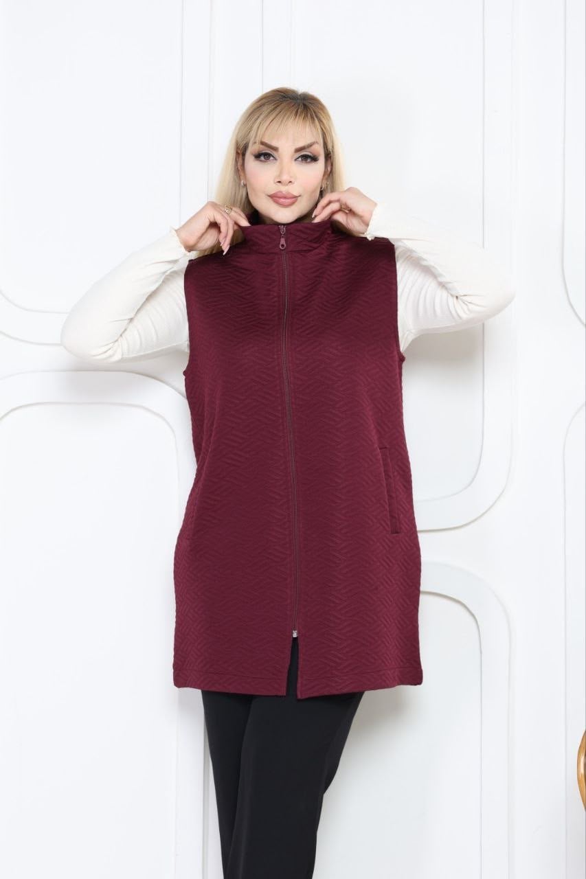 Bordo ince kapitone yelek 