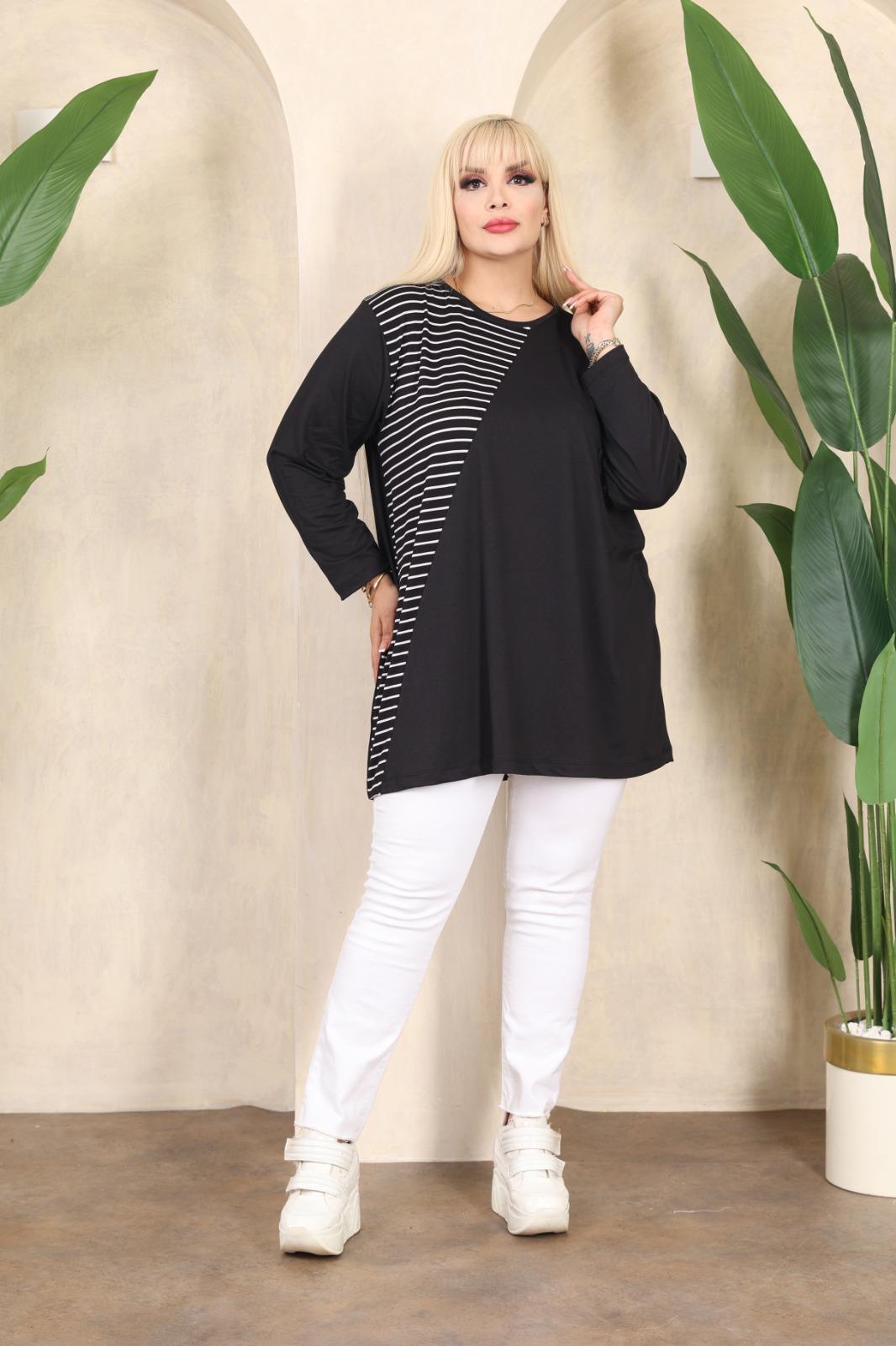 Çizgi detaylı bluz 