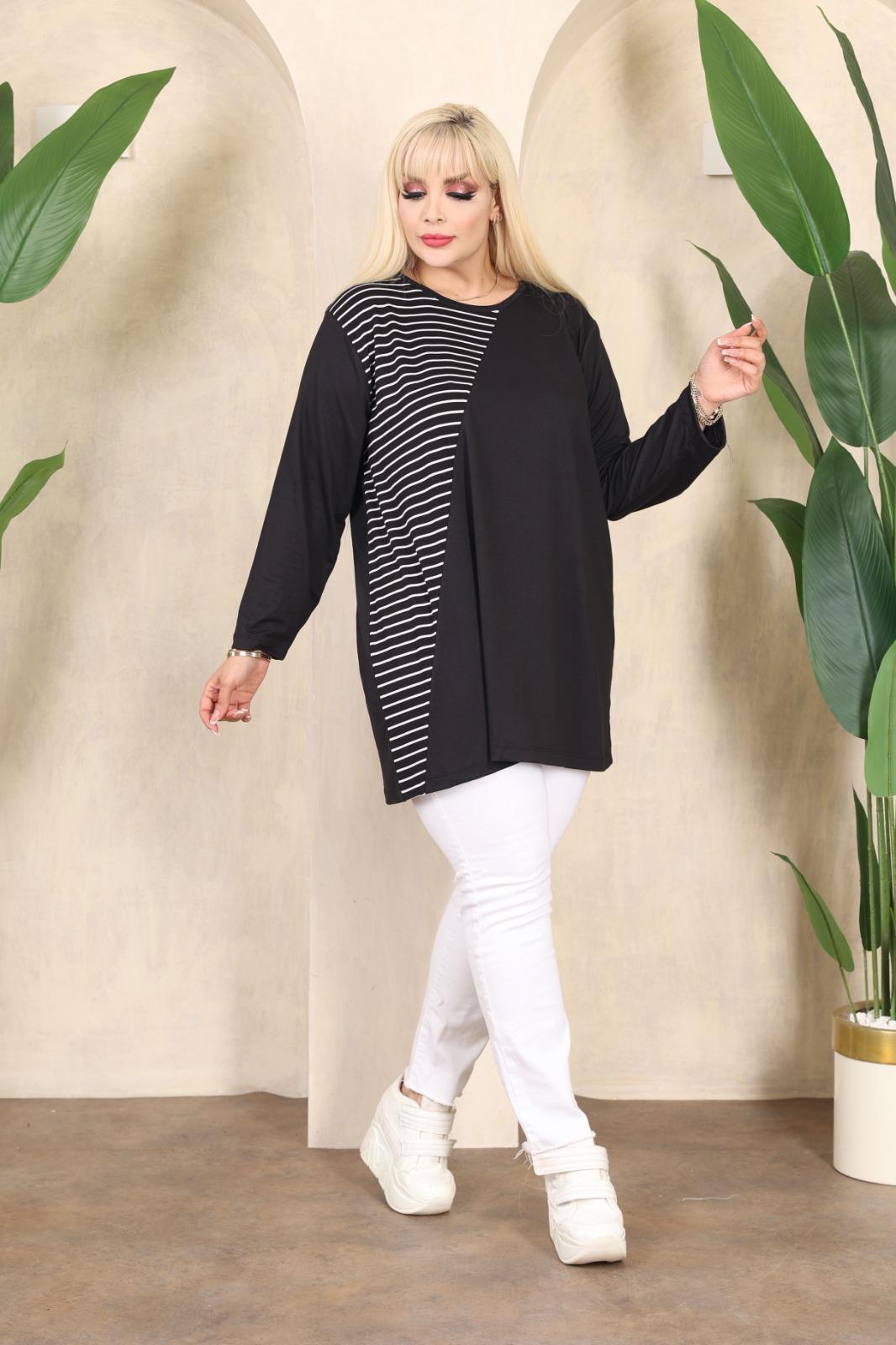 Çizgi detaylı bluz 