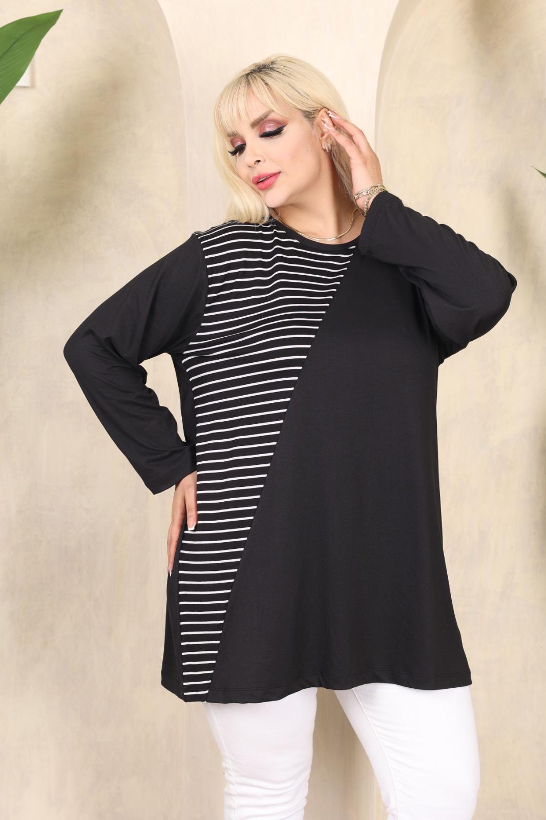 Çizgi detaylı bluz 