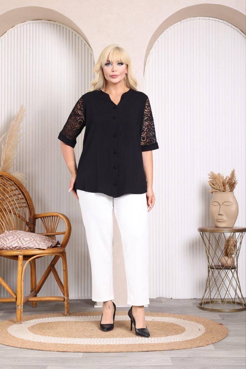 Dantel detaylı gömlek bluz 