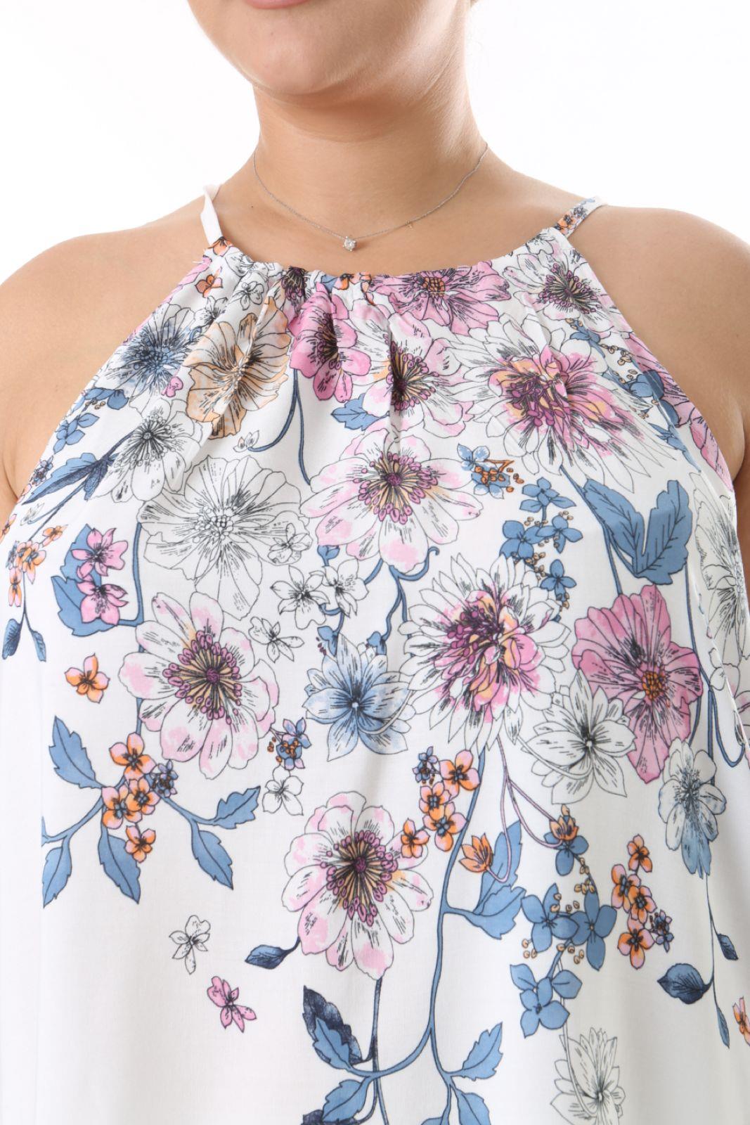 Desenli askılı bluz 