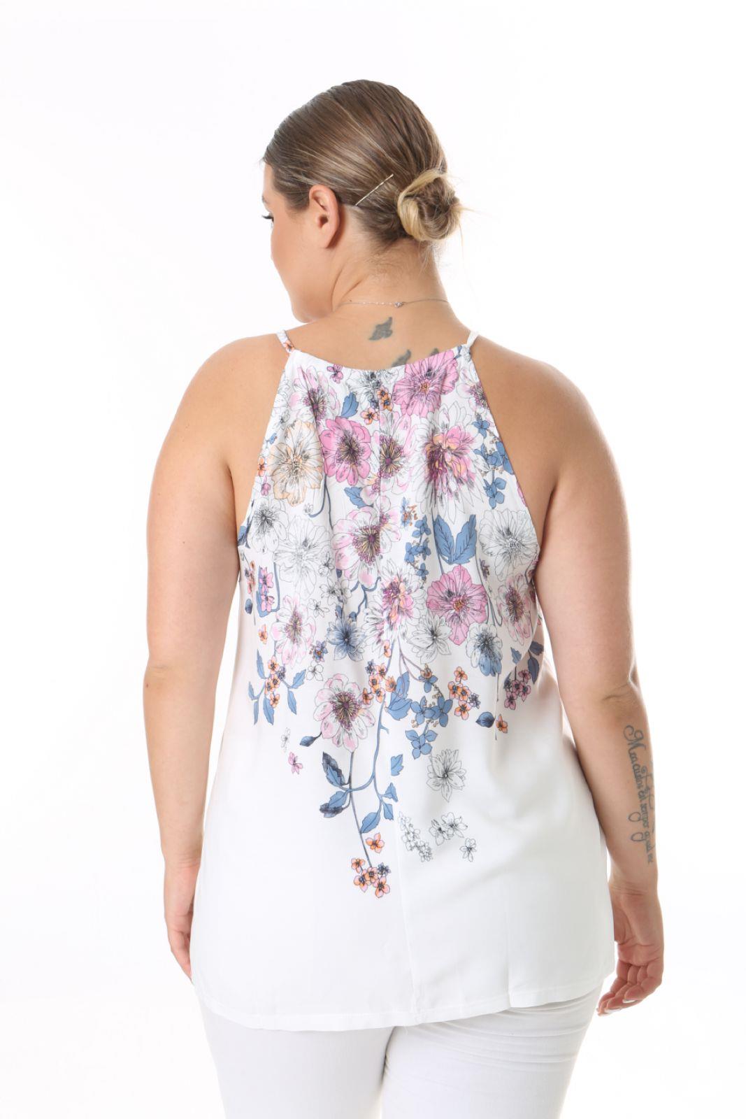 Desenli askılı bluz 