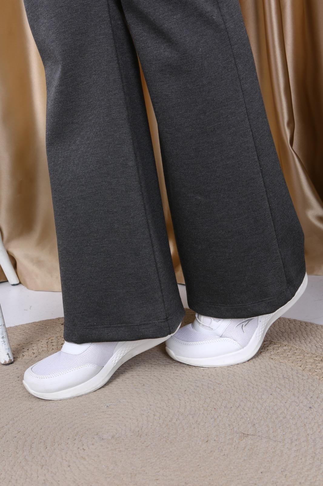 Füme yarım İspanyol paça çelik kumaş pantolon 