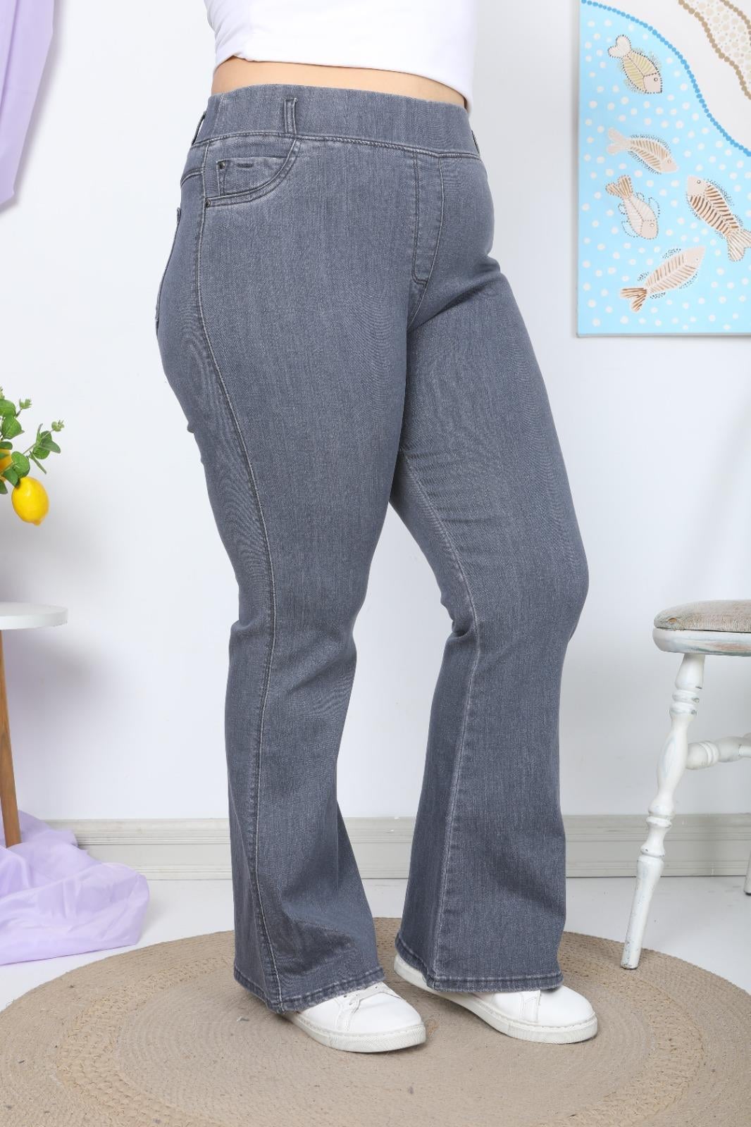 Gri ispanyol paça kot pantolon