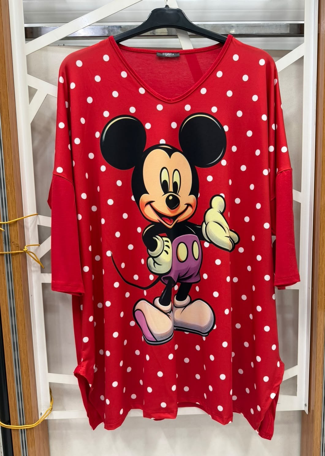 Kırmızı mickey truvakar kol bluz 