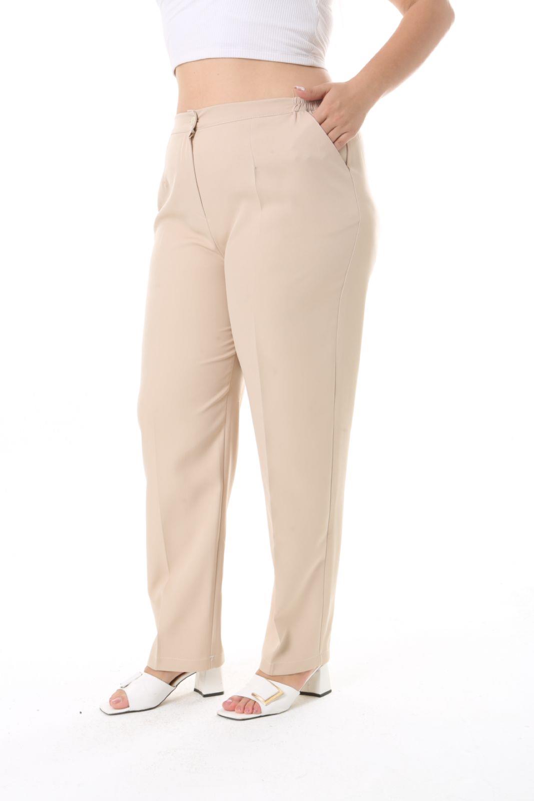 Krem double kumaş pantolon 