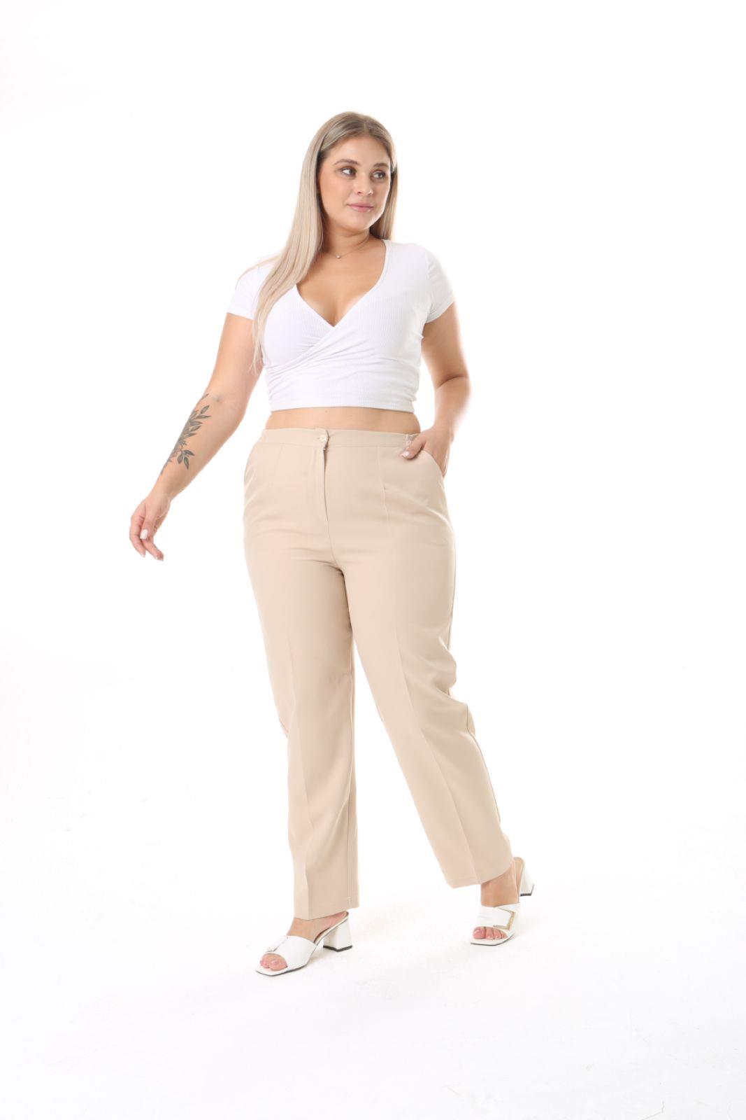 Krem double kumaş pantolon 