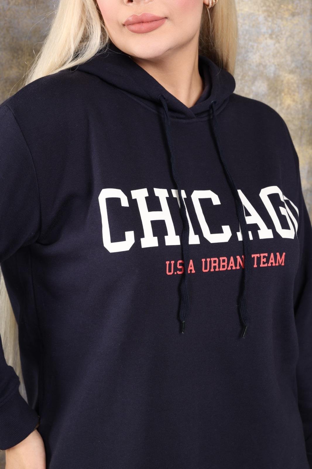 Lacivert baskılı sweatshirt