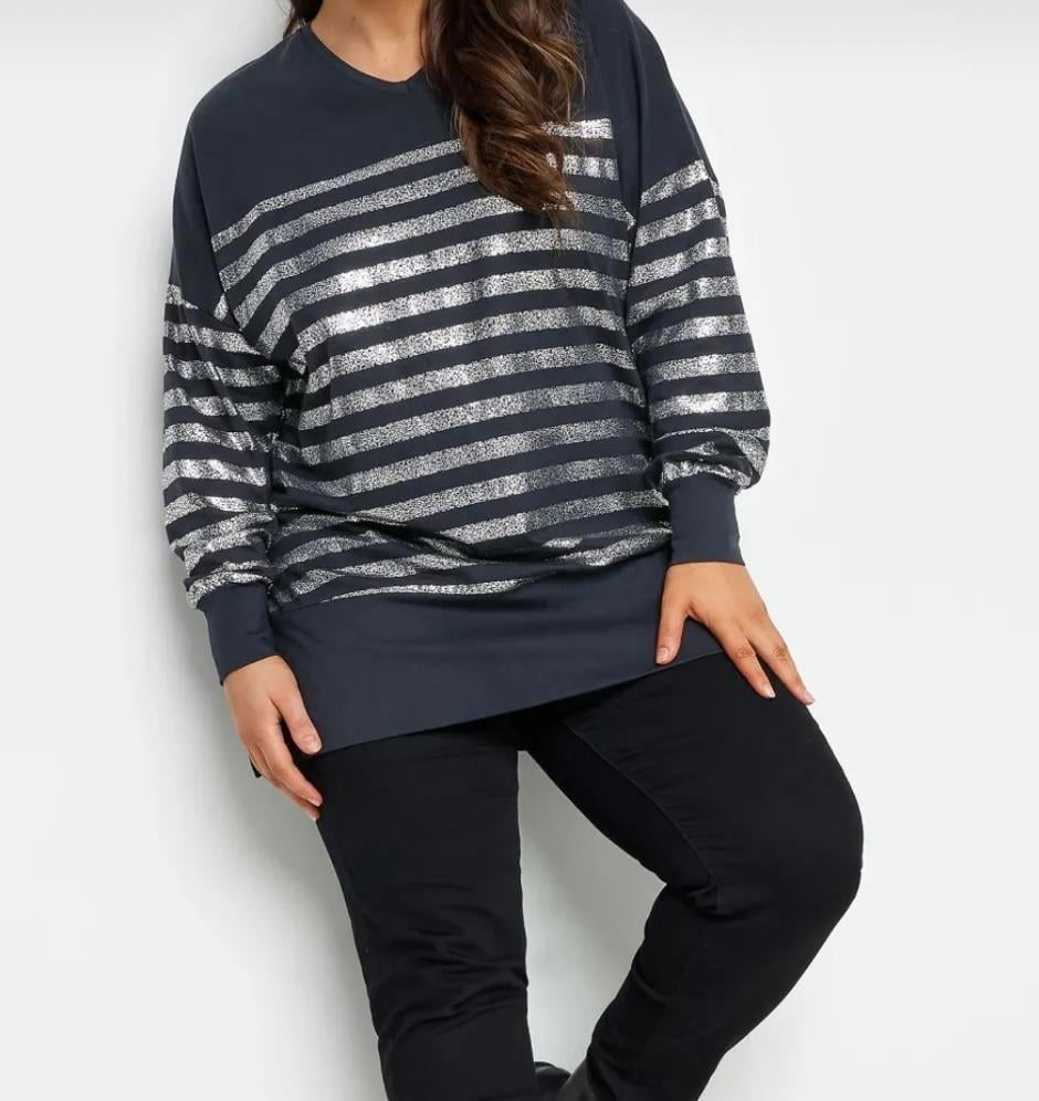 Lacivert sim şeritli bluz 