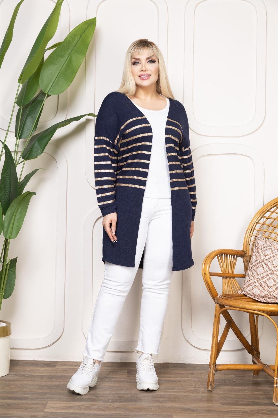 Lacivert simli hırka 