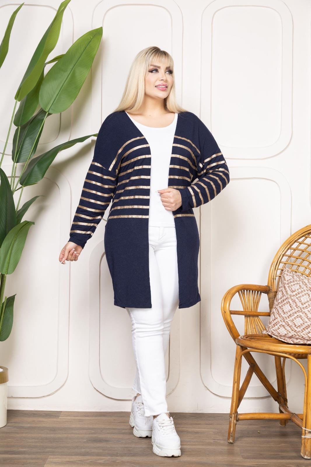 Lacivert simli hırka 