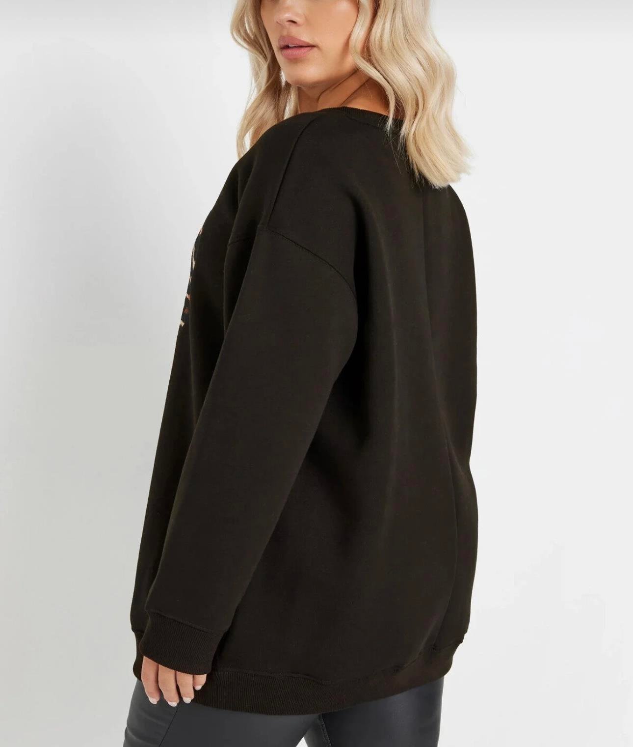 Leopar kalp detaylı sweatshirt 