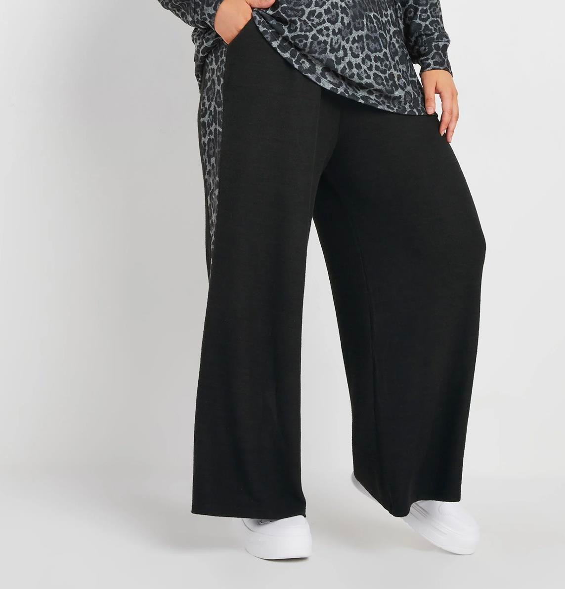 Leopar şeritli polar pantolon 