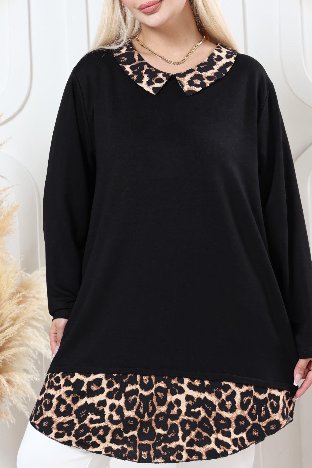 Leoparlı bebe yaka tunik